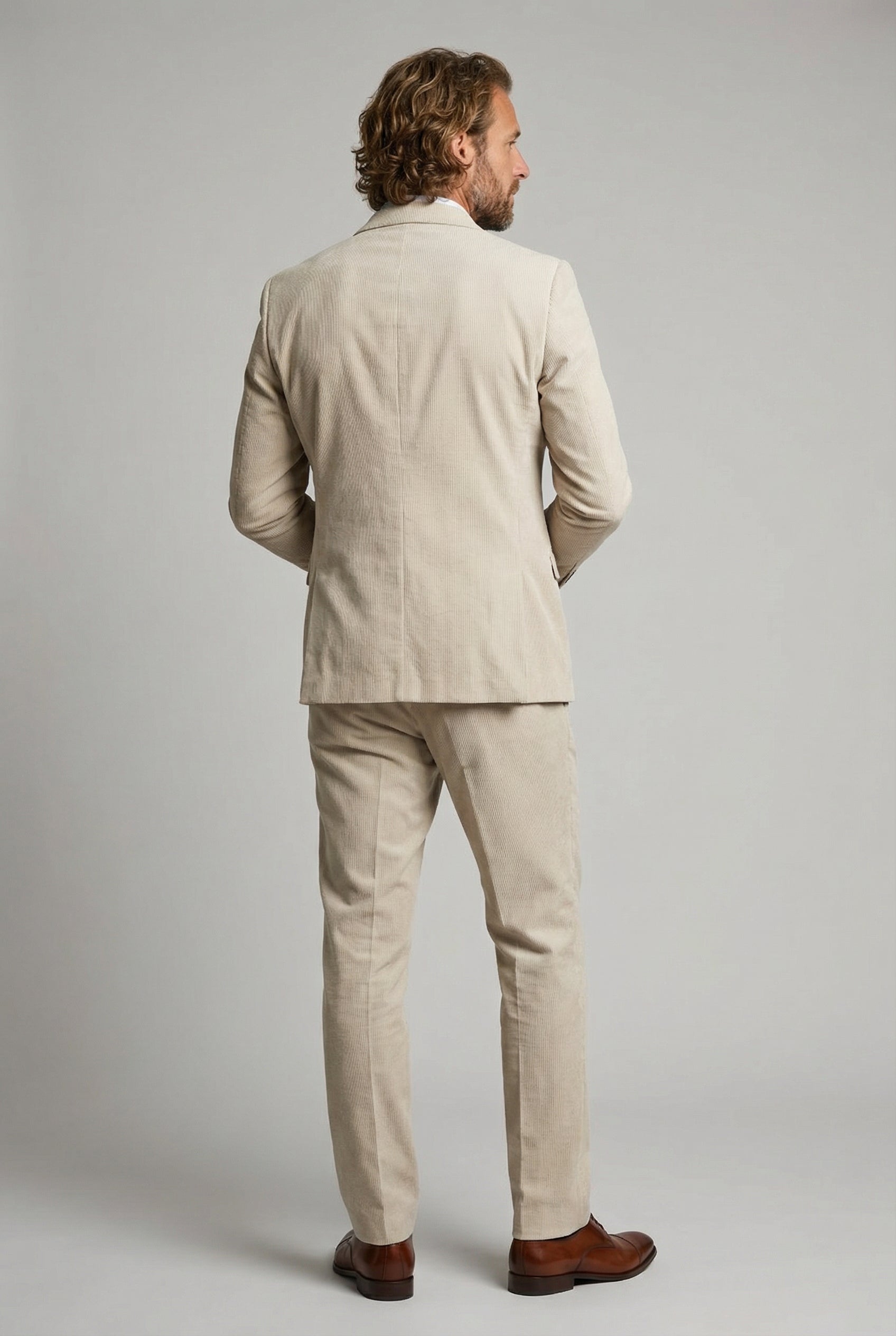 Men’s 2-Piece Cotton-Linen Formal Suit - GIOVANNI CREAM