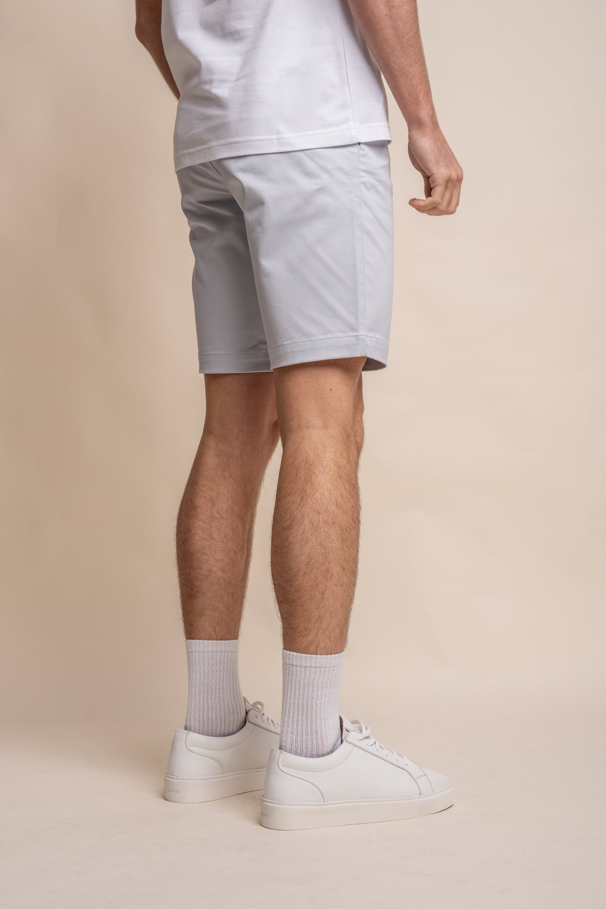 Men's Cotton Casual Slim Fit Chino Shorts - DAKOTA - Ice Blue Model Back Picture