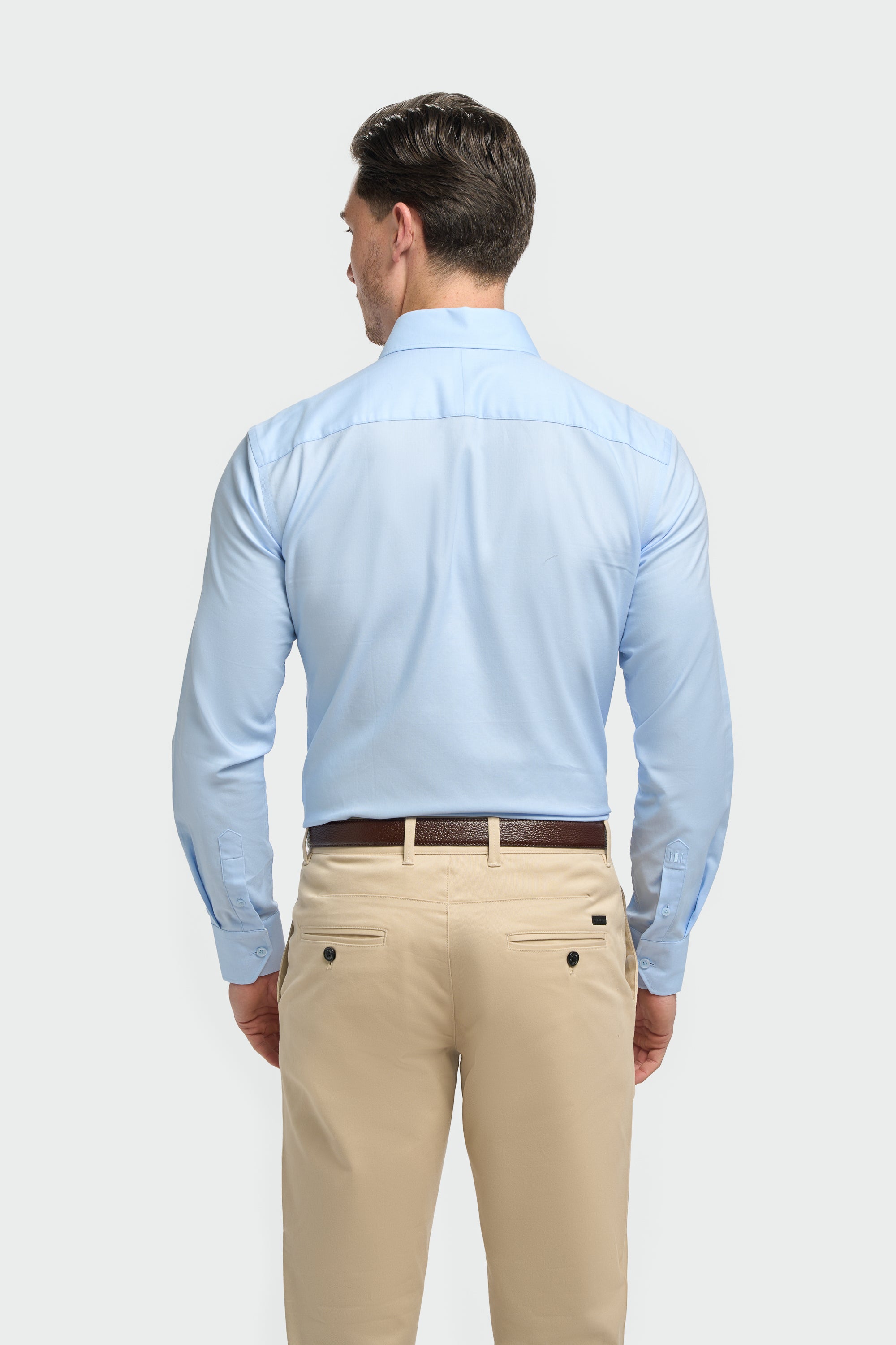 Men’s Cotton Long Sleeve Formal Shirt - Barnaby - Sky Blue Model Back Picture