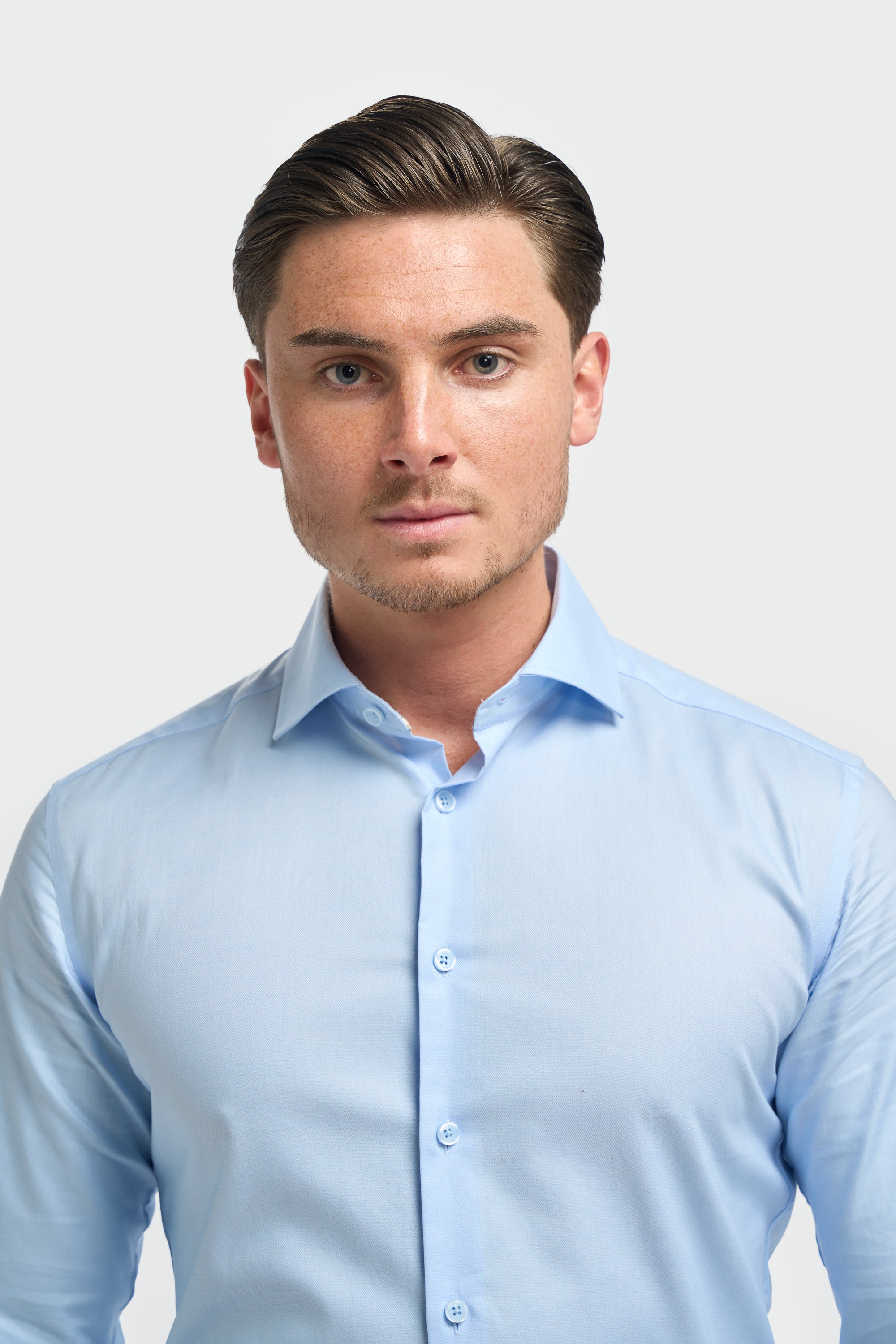 Men’s Cotton Long Sleeve Formal Shirt - Barnaby - Sky Blue Detail Picture