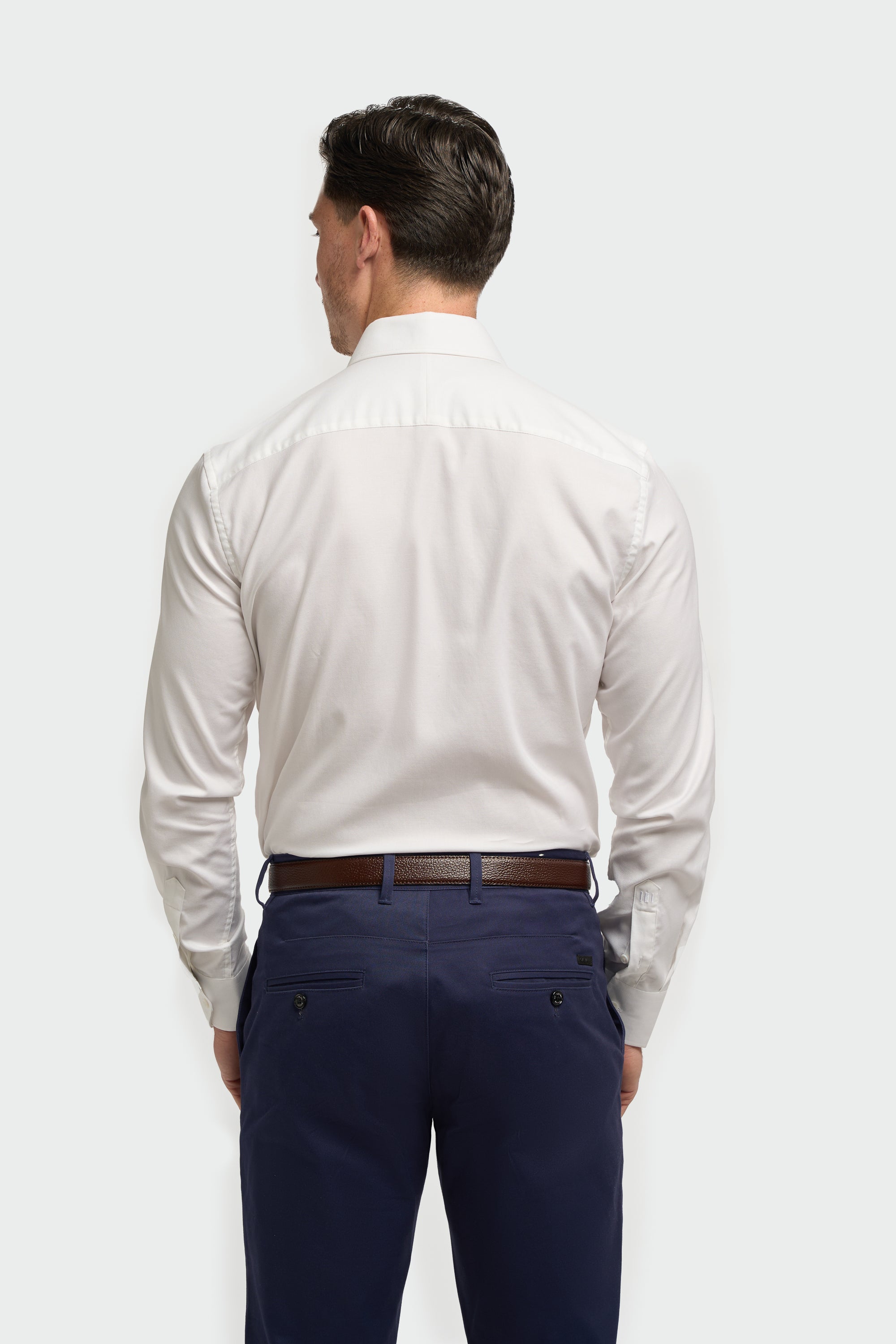 Men’s Cotton Long Sleeve Formal Shirt - Barnaby - White Back Picture