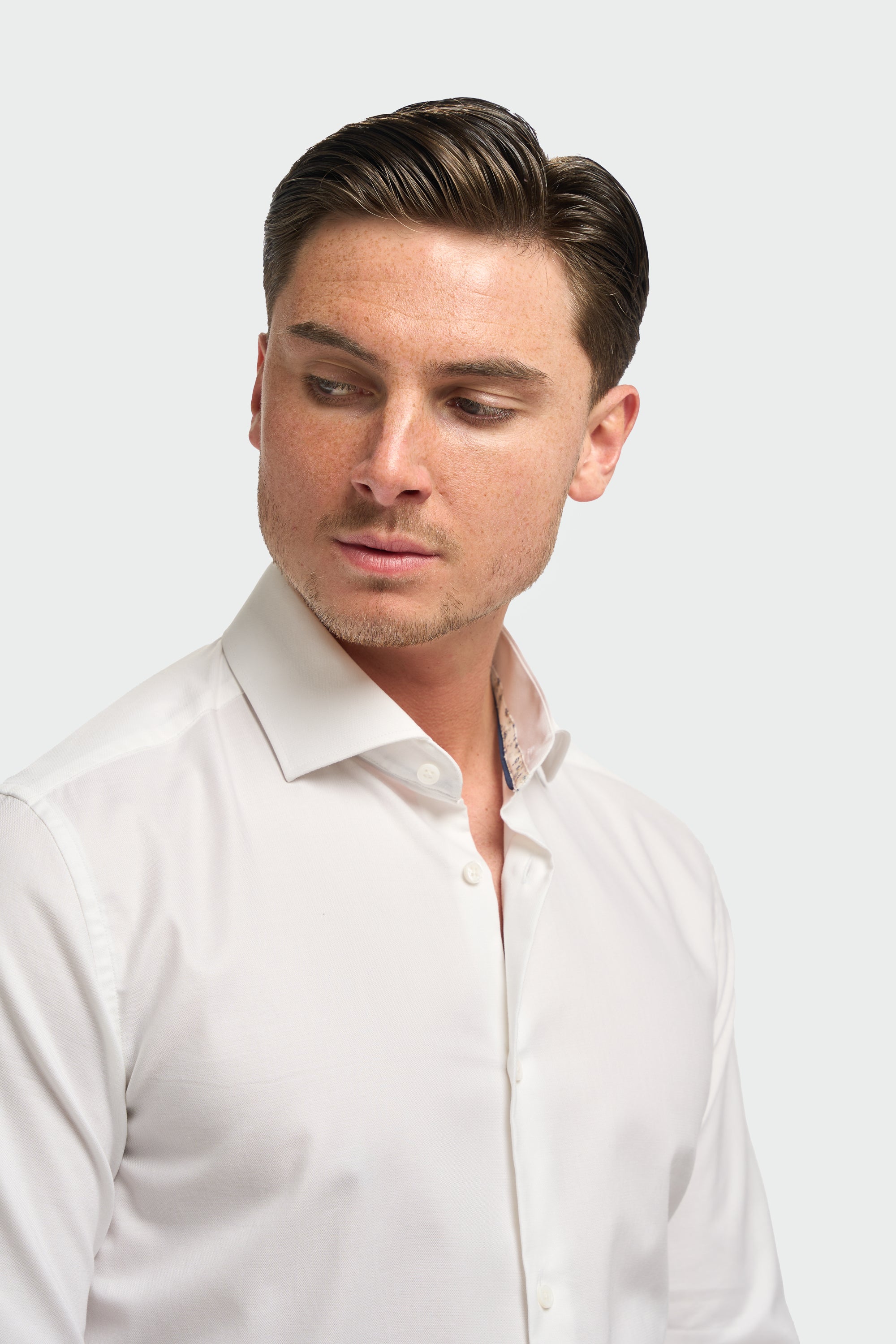 Men’s Cotton Long Sleeve Formal Shirt - Barnaby - White Detail Picture