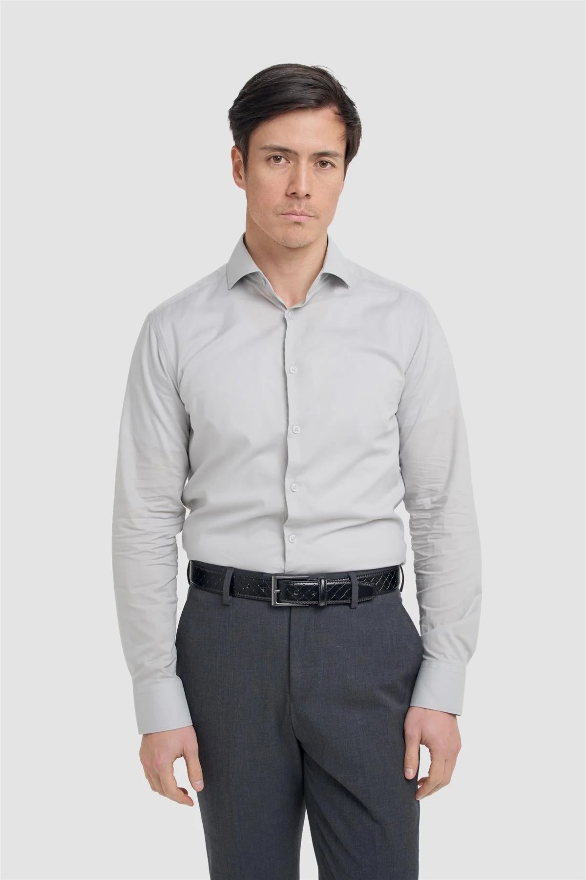Men’s Cotton Long Sleeve Formal Shirt - Flamino Stone