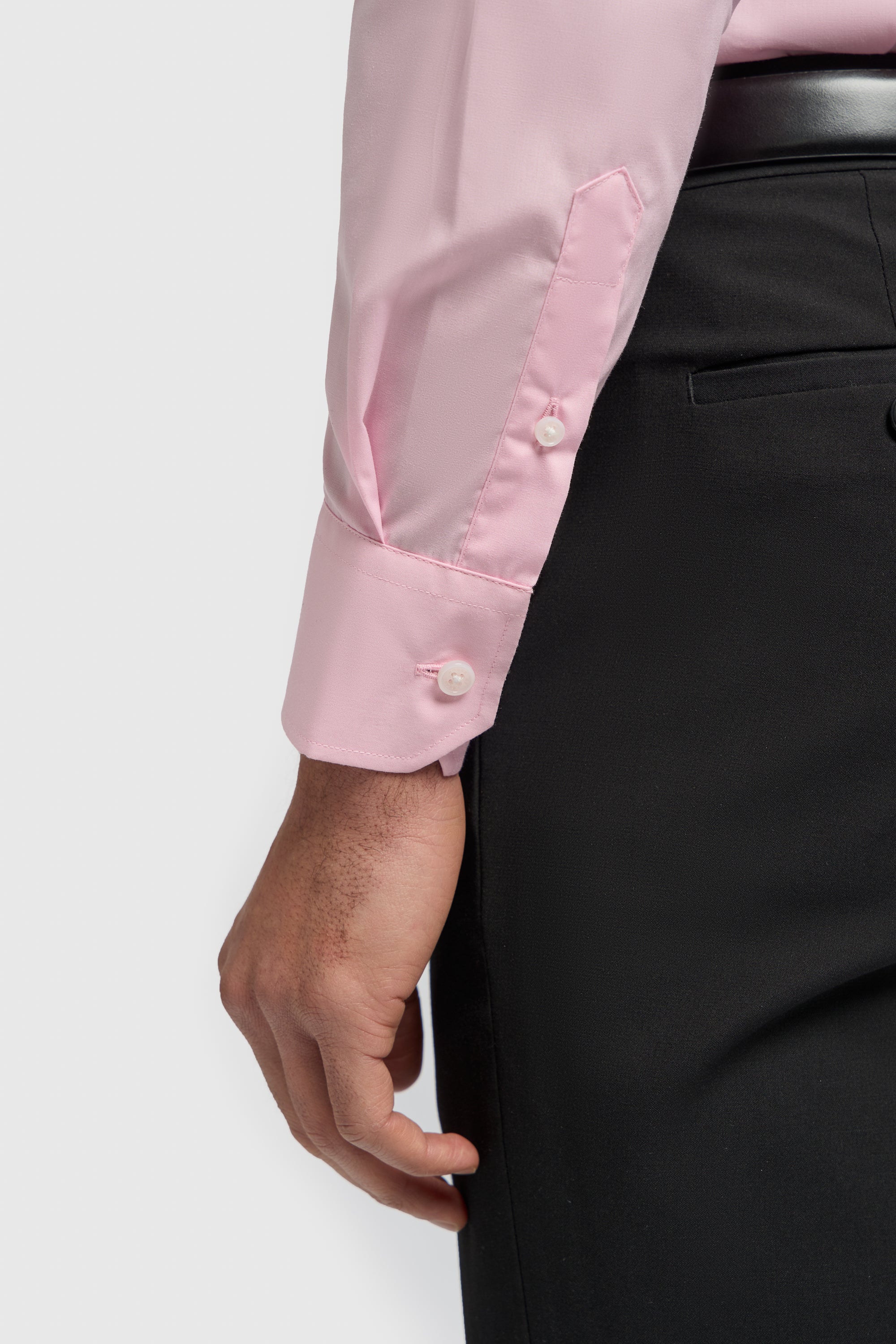 Men's Cotton Long Sleeve Tailored Fit Shirt - MIATTI - Pink Detail Picture