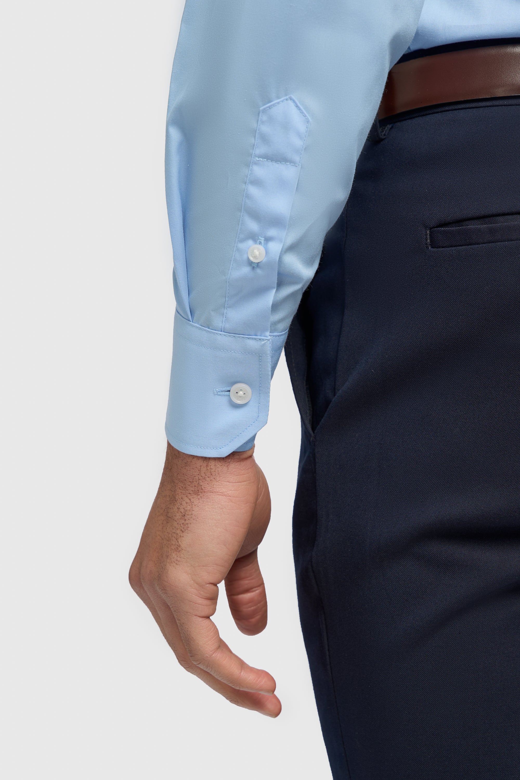 Men's Cotton Long Sleeve Tailored Fit Shirt - MIATTI - Sky Blue Detail Picture