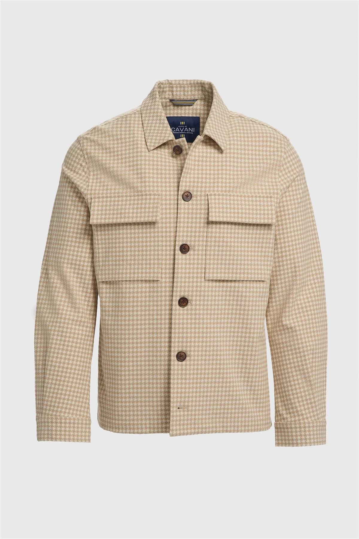 Men’s Cotton Relaxed Fit Houndstooth Overshirt - Marata