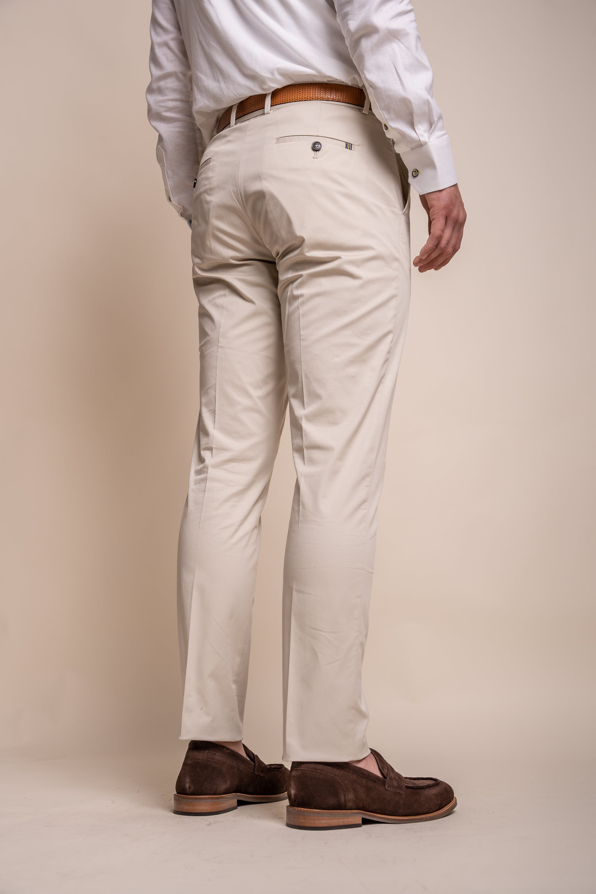 Men's Cotton Slim Fit Formal Trousers - MARIO - Beige Fawn