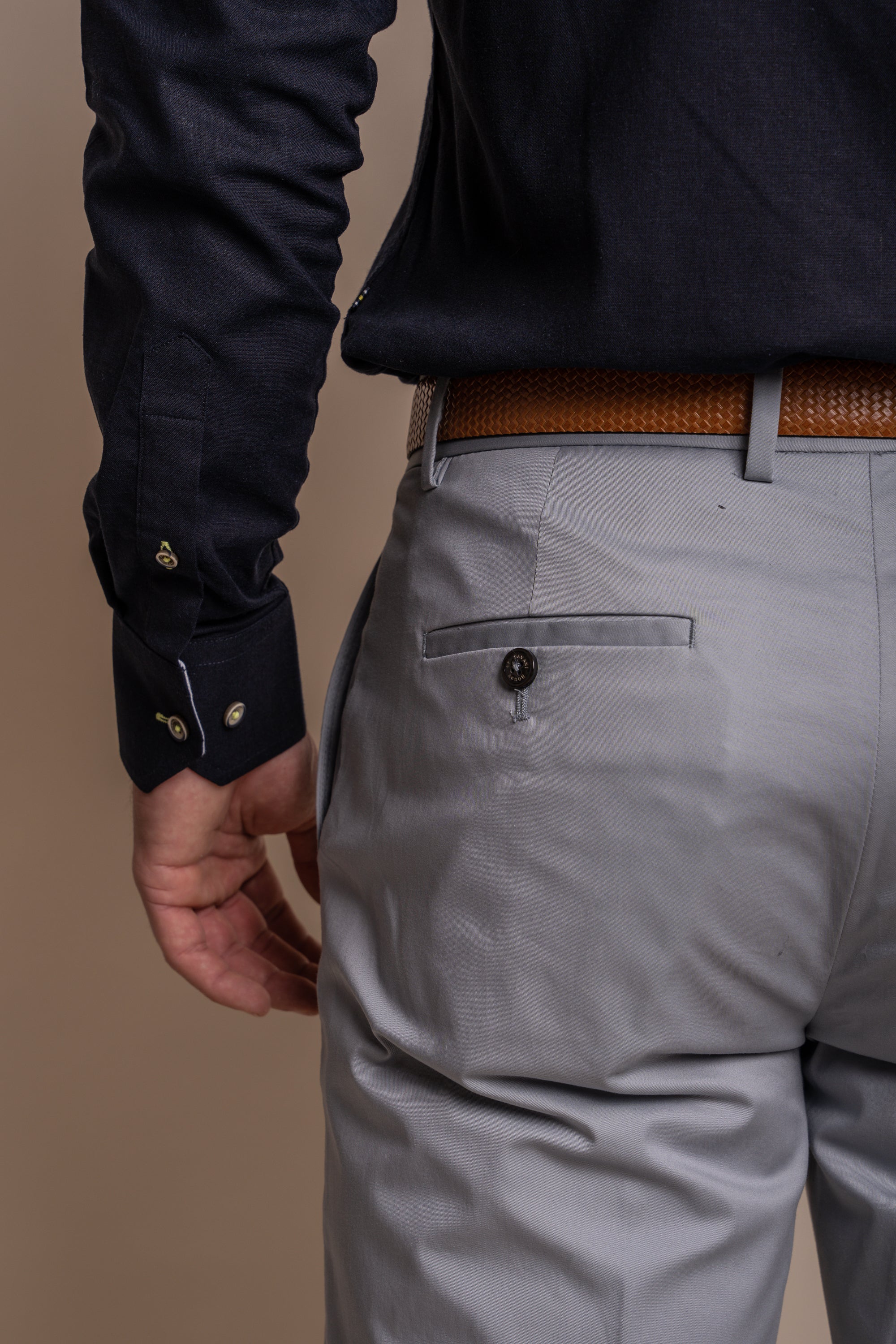Men's Cotton Slim Fit Formal Trousers - MARIO - Ice Blue