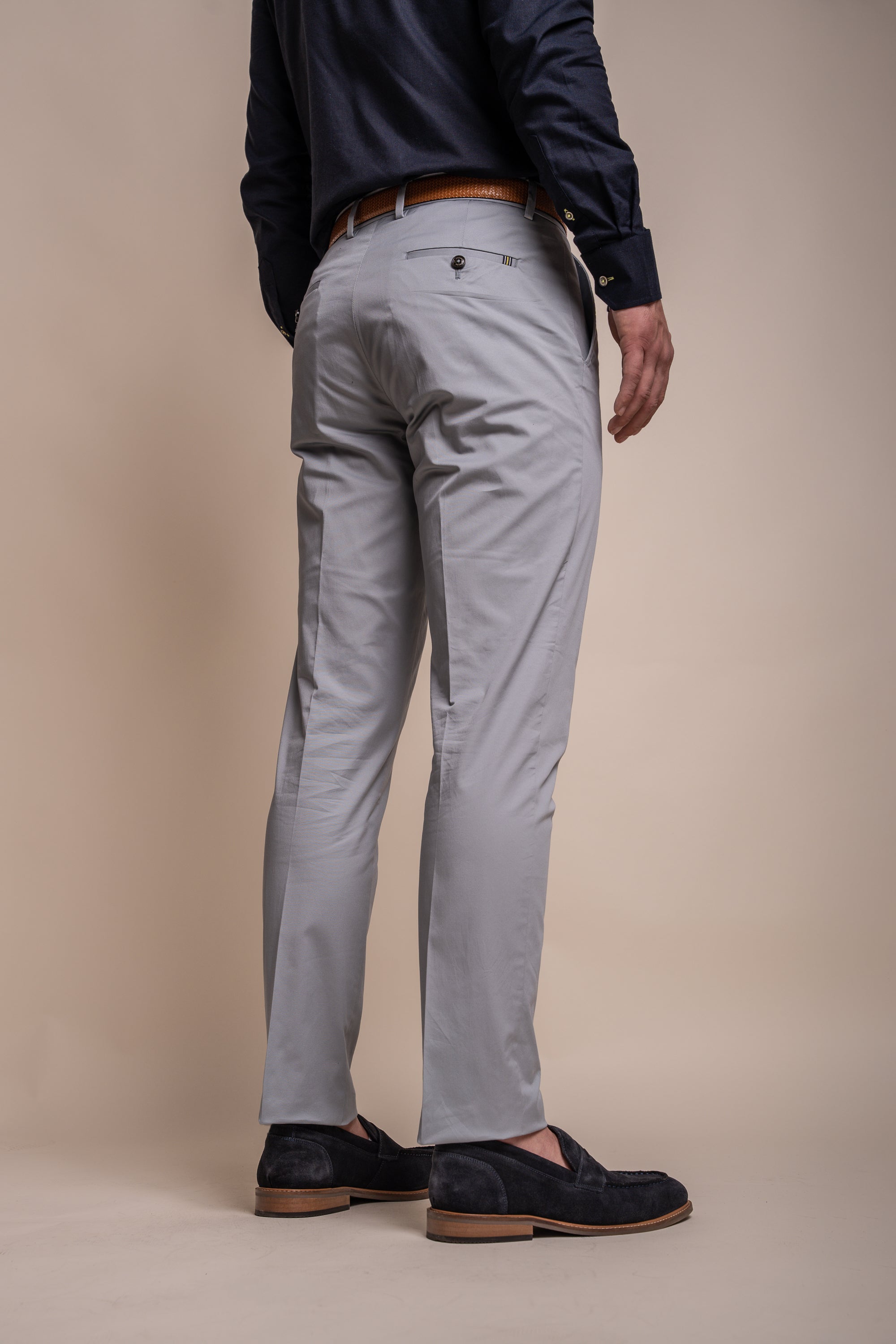 Men's Cotton Slim Fit Formal Trousers - MARIO - Ice Blue