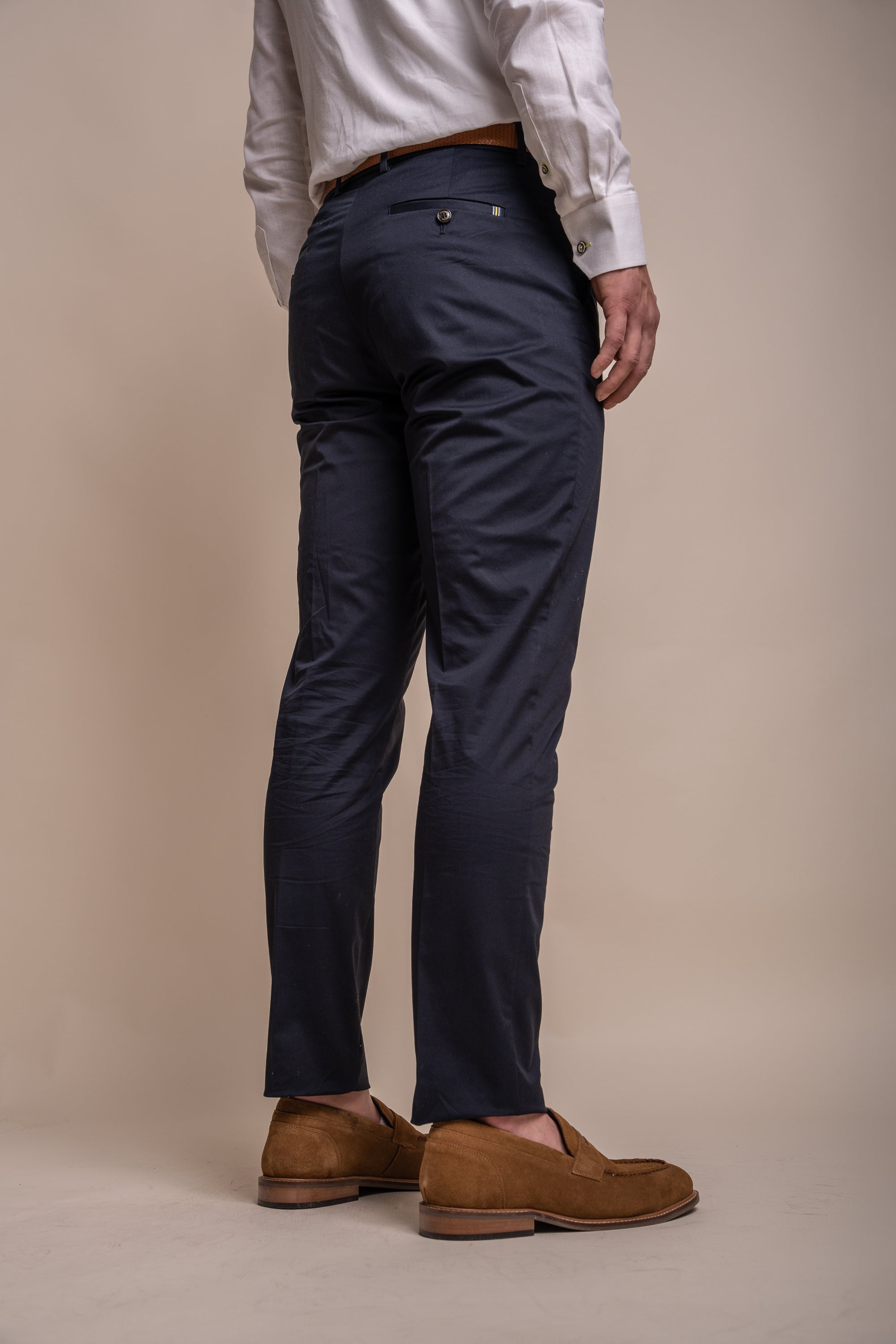 Men's Cotton Slim Fit Formal Trousers - MARIO - Navy Blue