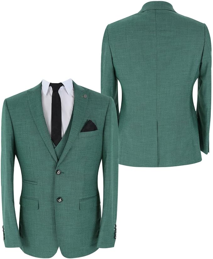 Men's Emerald Green 3 Piece Slim Fit Suit – Blazer, Waistcoat & Trousers