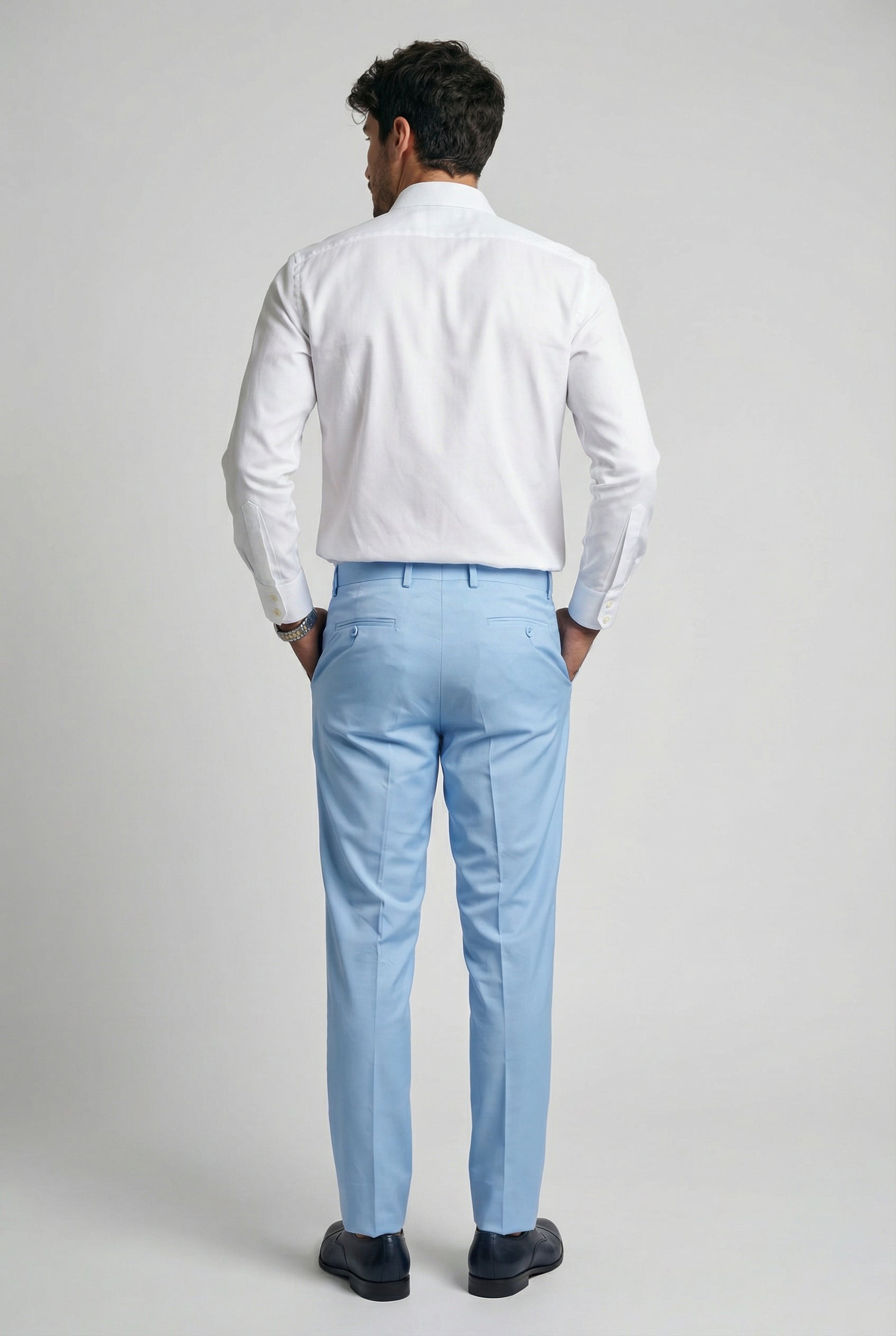 Men’s Formal Dress Trousers - Karter - Pale Blue Back Picture