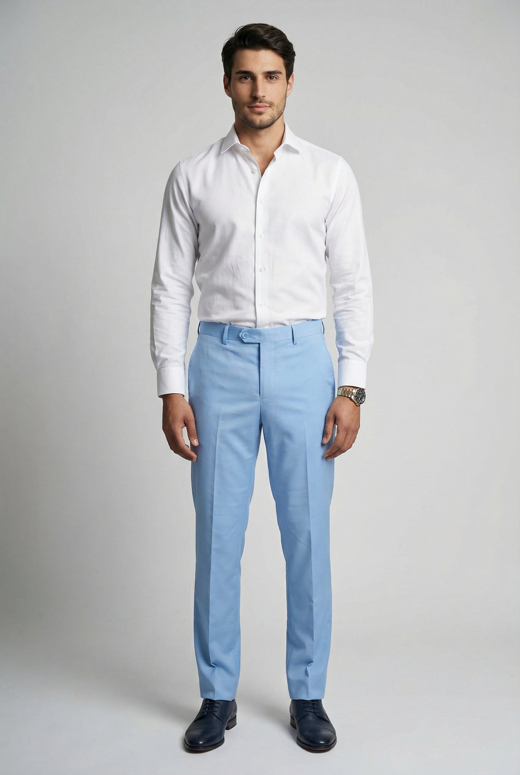 Men’s Formal Dress Trousers - Karter - Pale Blue Model Picture
