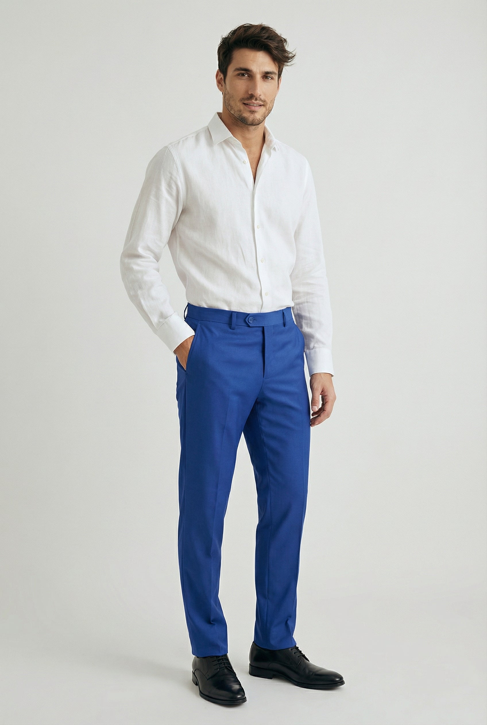 Men’s Formal Dress Trousers - Roman - Blue Front Picture