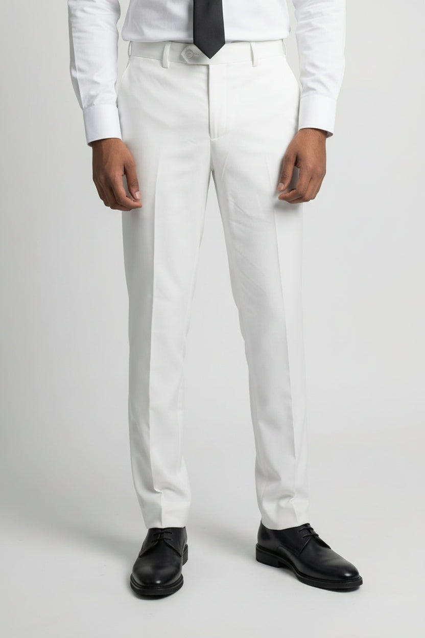 Men’s Formal Dress Trousers - Santiago - Off White Front Picture