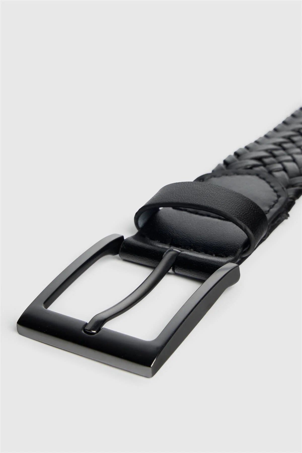 Men’s Genuine Leather Woven Braided Belt - Cavani Black