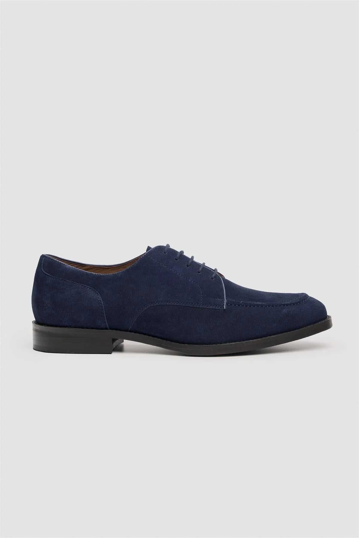 Men’s Genuine Suede Derby Shoes with Apron Toe - Brera - Navy