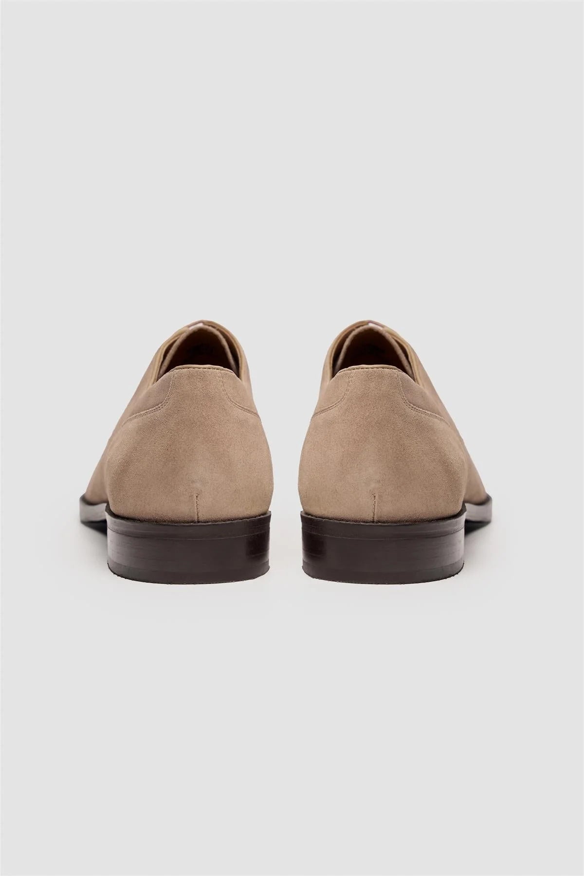 Men’s Genuine Suede Derby Shoes with Apron Toe - Brera - Sand Beige