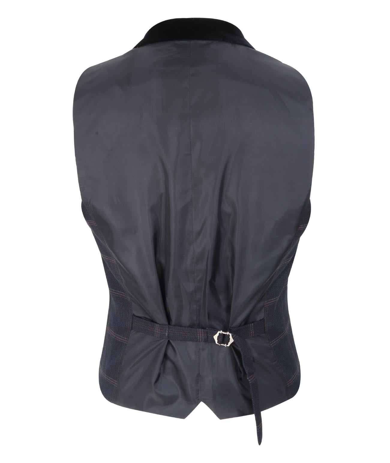 Men’s Herringbone Check Waistcoat - Style Connal Navy