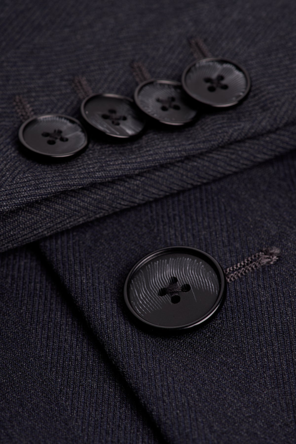 Men’s Herringbone Overcoat - Cavani Manari Navy Buttons Picture
