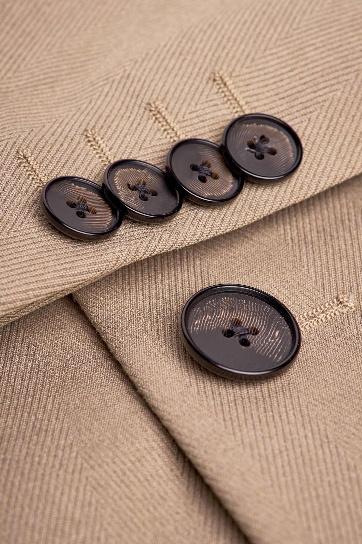 Men’s Herringbone Overcoat - Cavani Manari Stone Buttons Detail Picture
