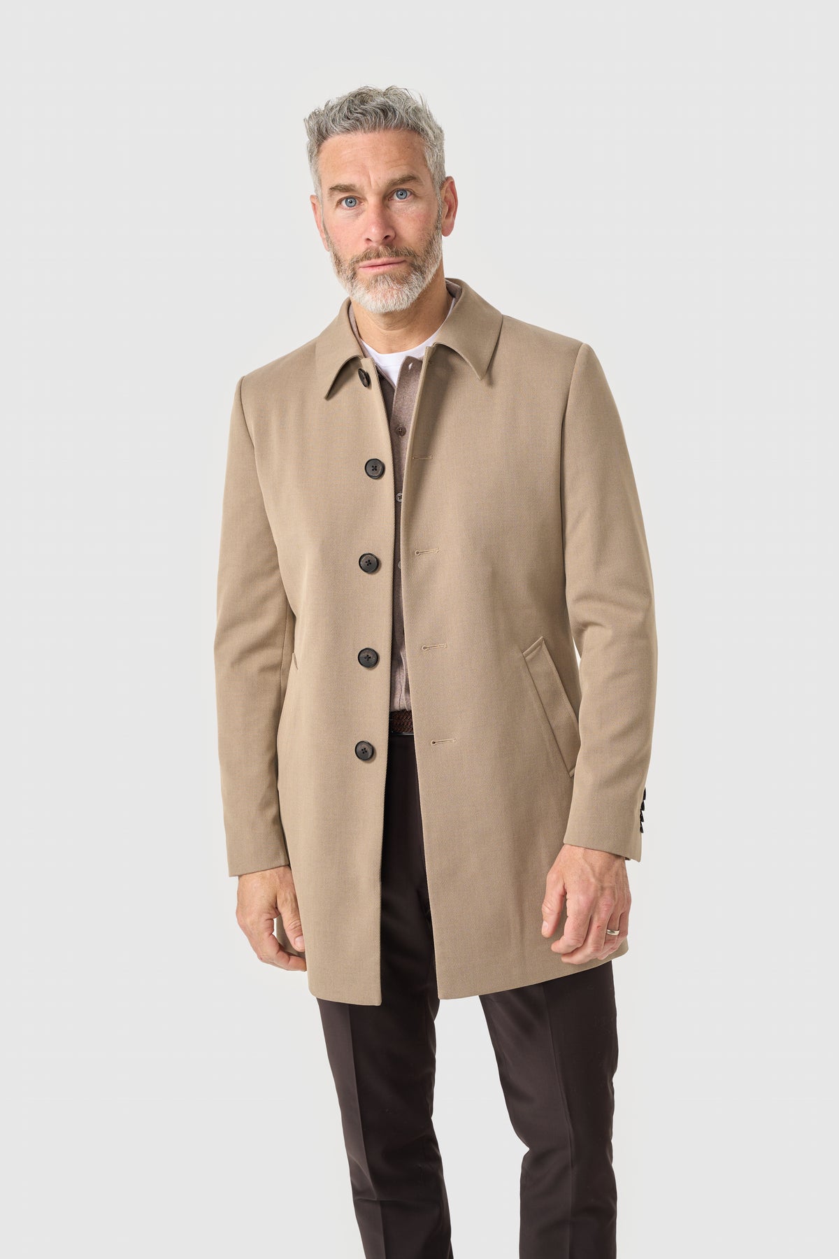 Men’s Herringbone Overcoat - Cavani Manari Stone Model Picture