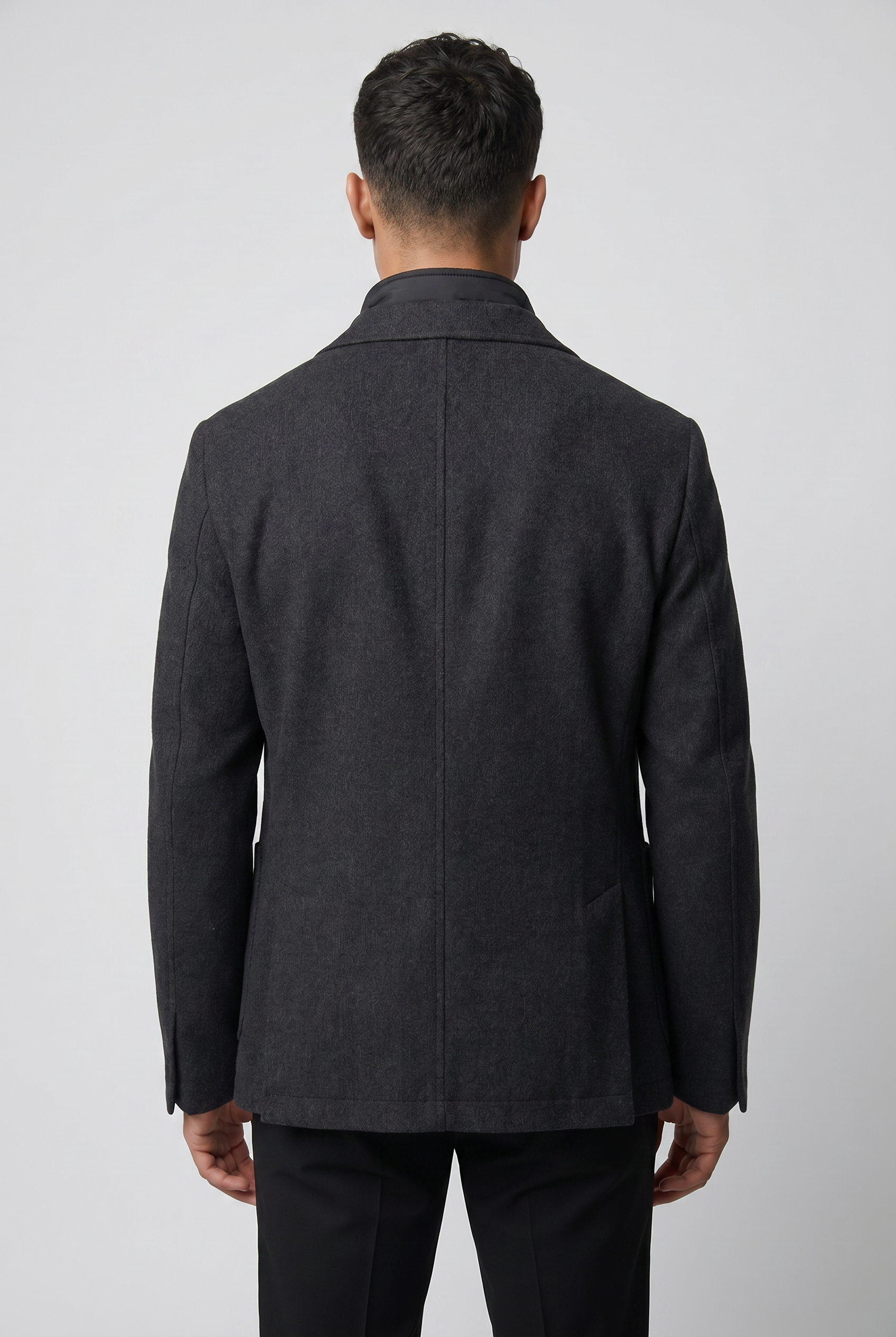 Men’s Hybrid Knit Blazer with Quilted Bib - Black