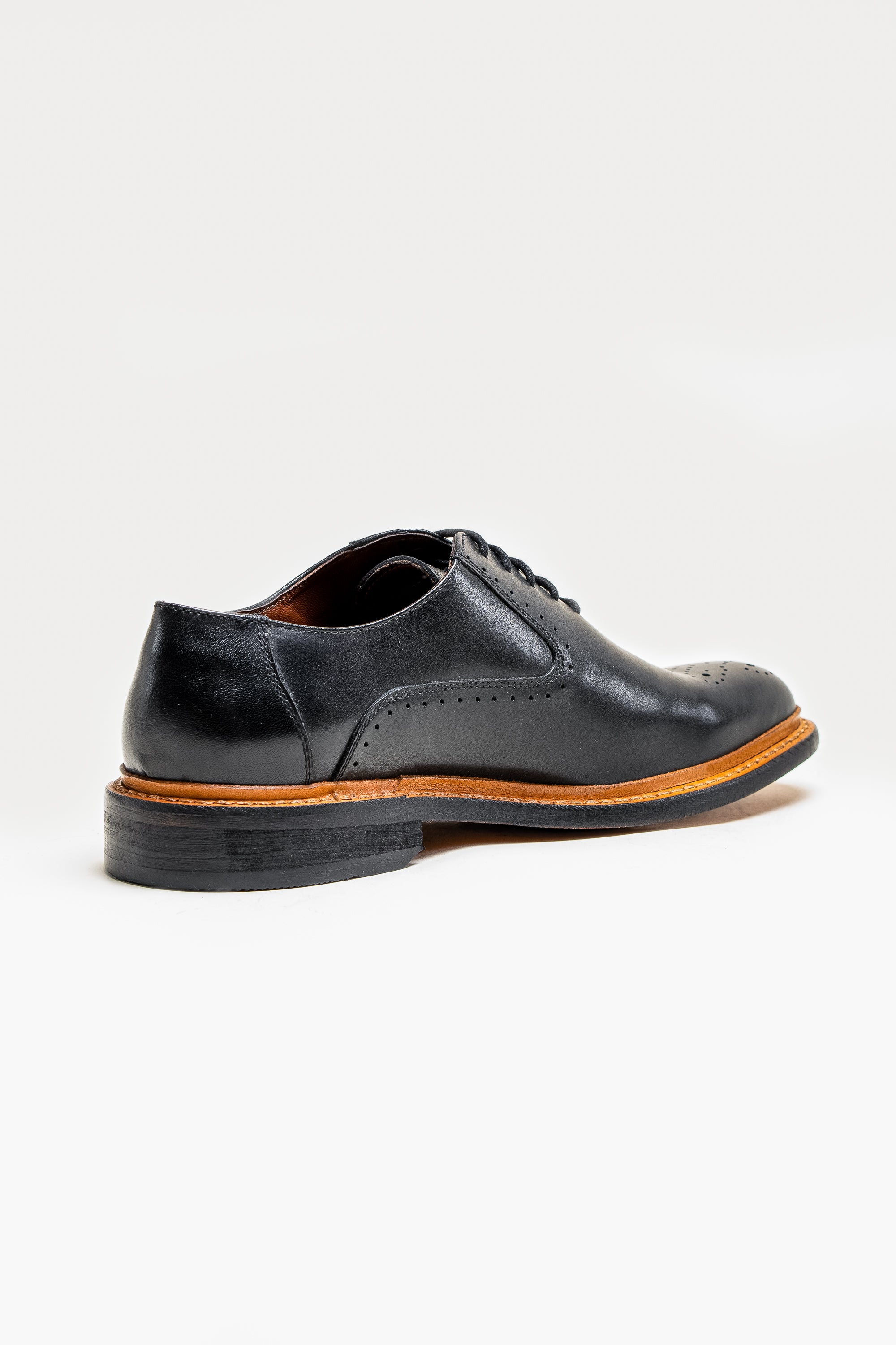 Men's Lace Up Leather Brogue Shoes - BRENTWOOD -Black Back Picture