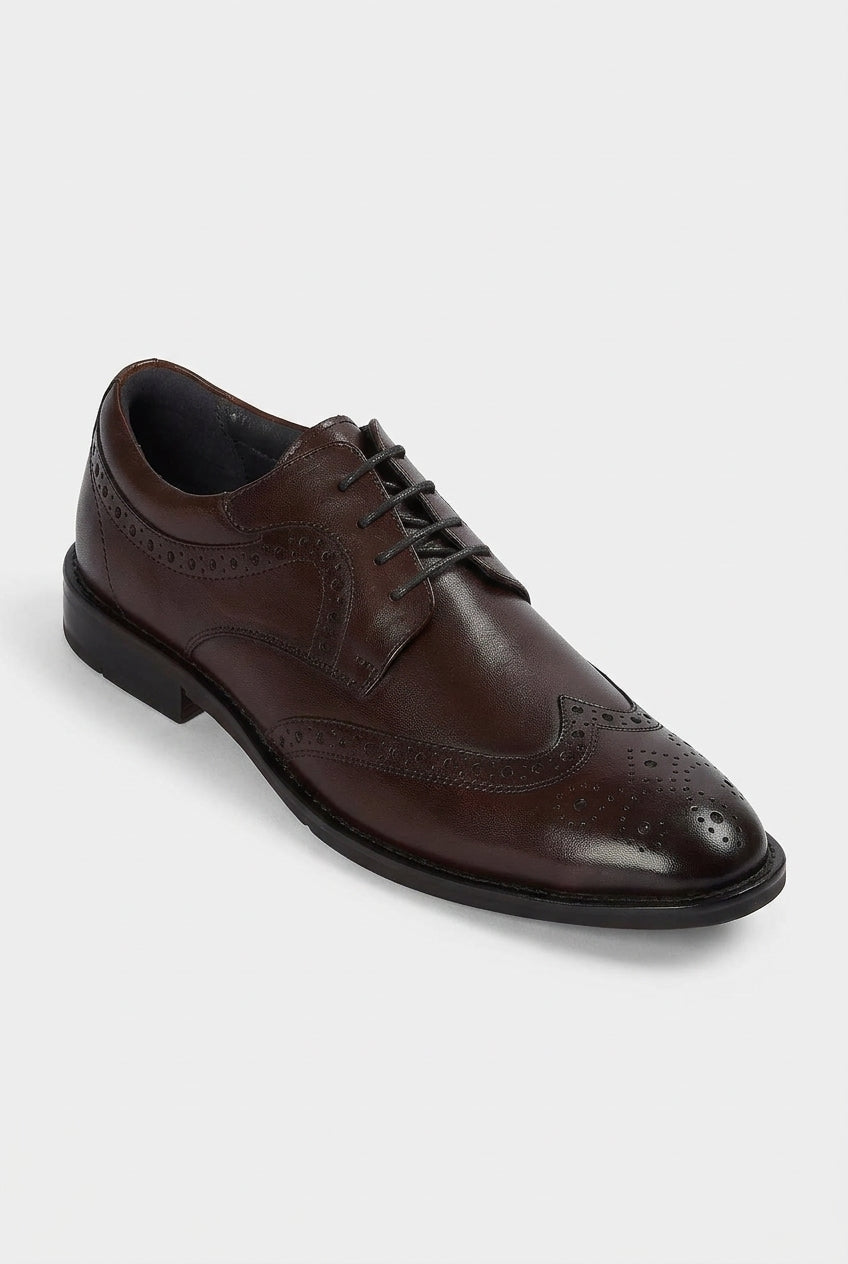 Men’s Leather Wingtip Brogue Derby Dress Shoes - Cambridge - Brown Side Picture