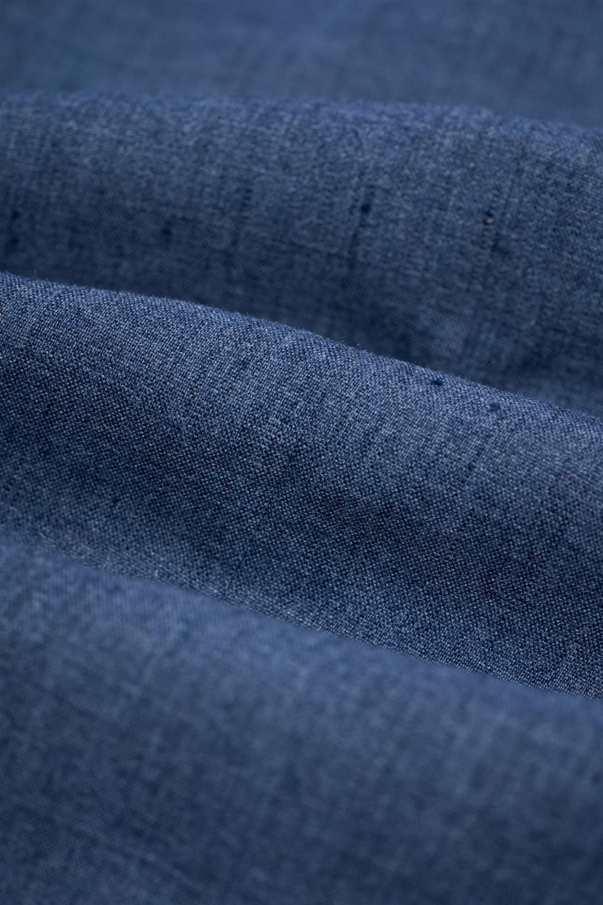 Men’s Linen Slim Fit Casual Blazer with Patch Pockets - Luca - Indigo Blue