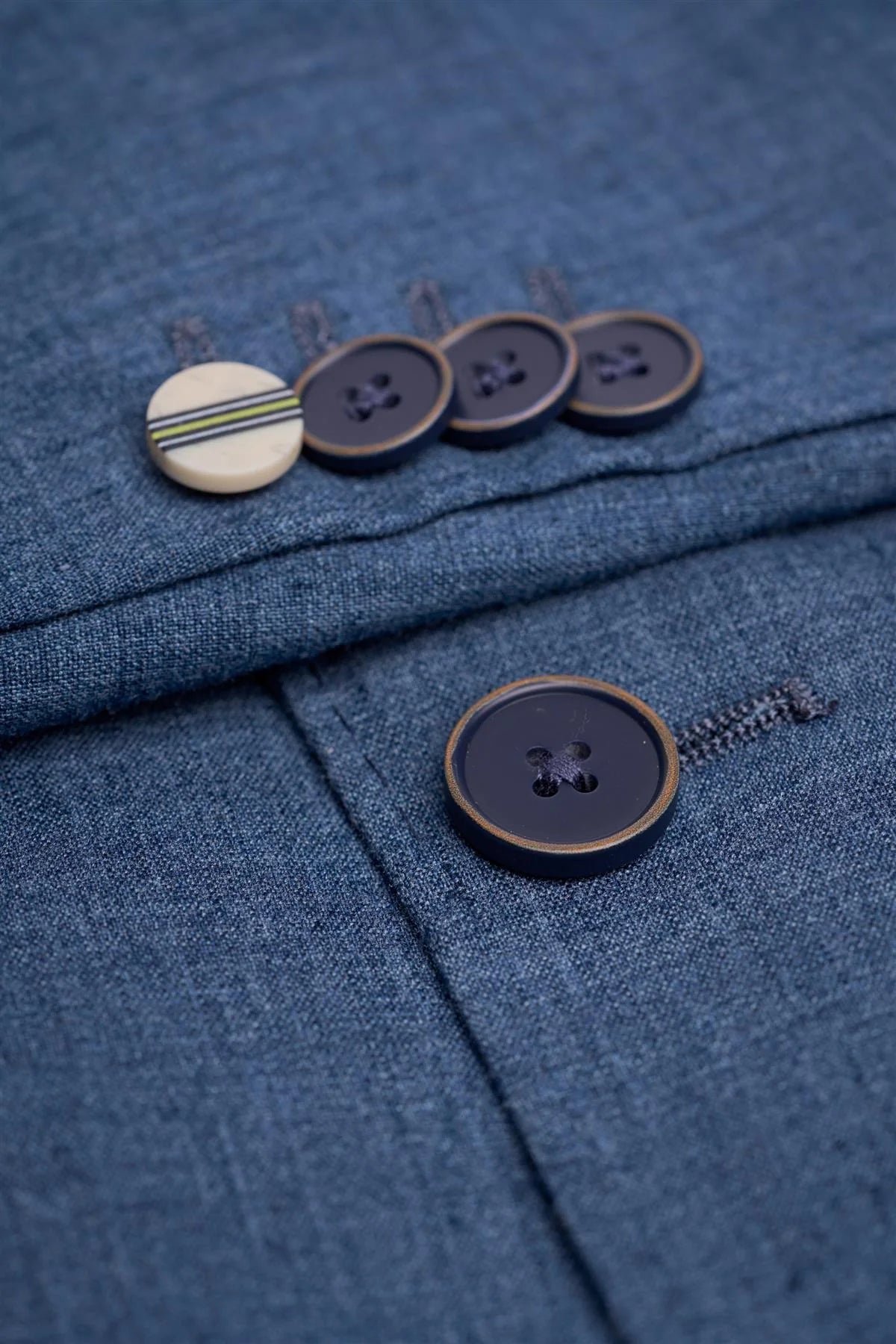 Men’s Linen Slim Fit Casual Blazer with Patch Pockets - Luca - Indigo Blue