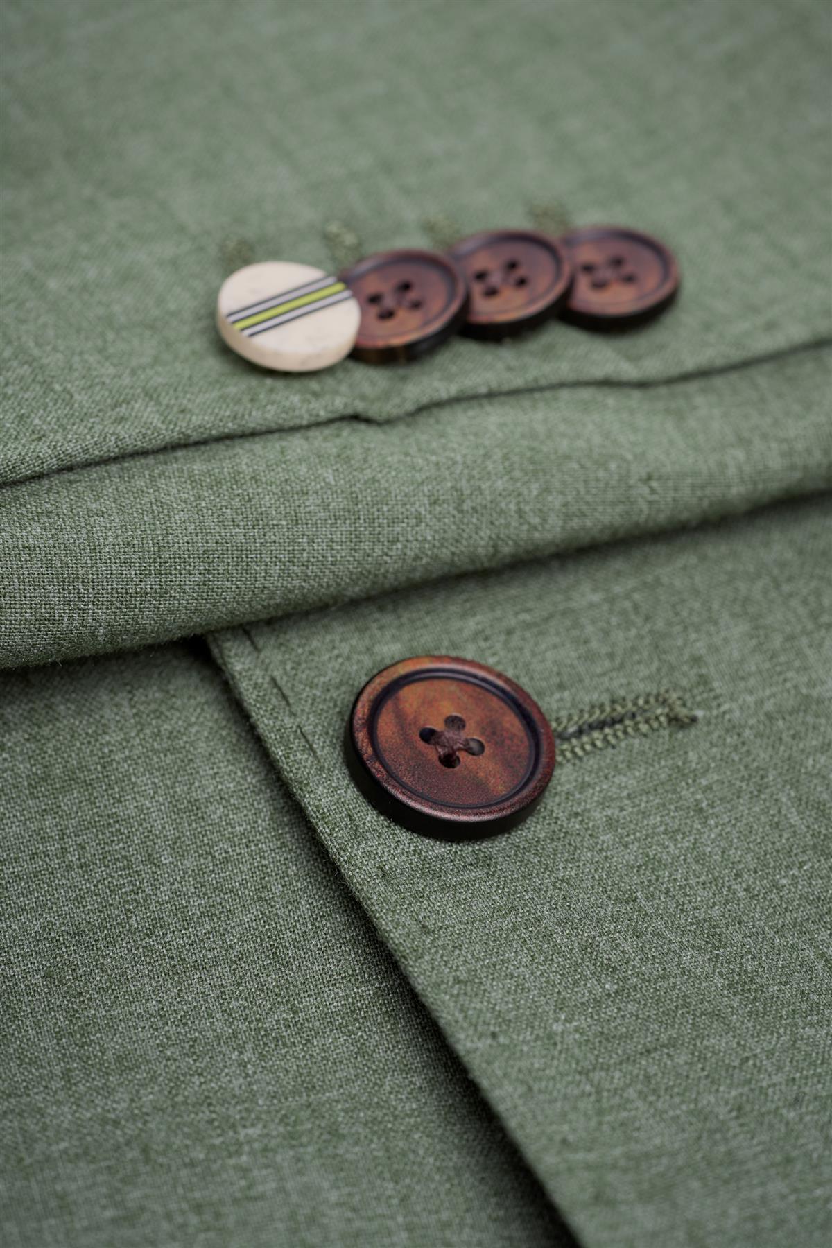 Men’s Linen Slim Fit Casual Blazer with Patch Pockets - Luca - Sage Green