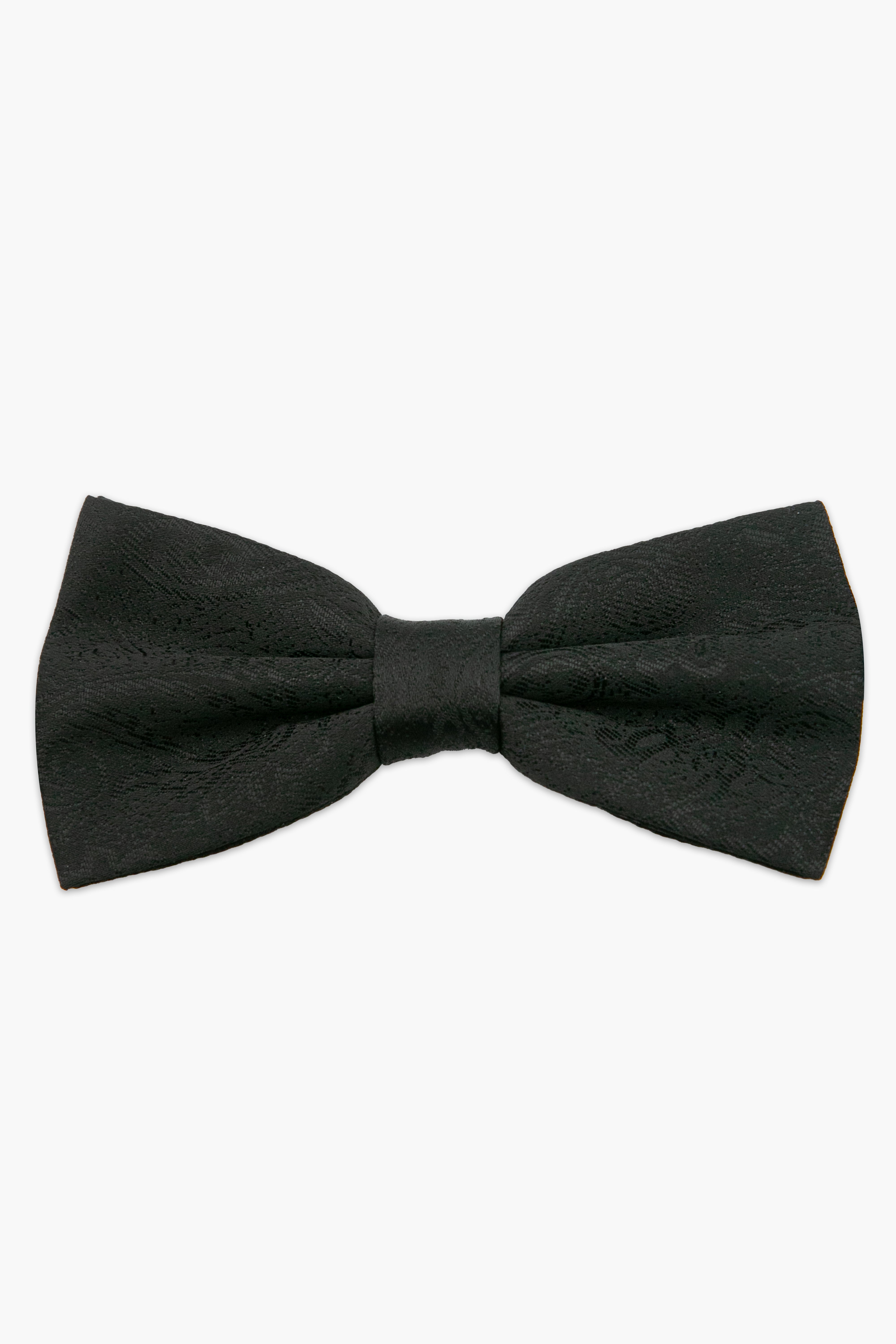 Men's Paisley Pre-Tied Dickie Bow Tie - Black Front Picture