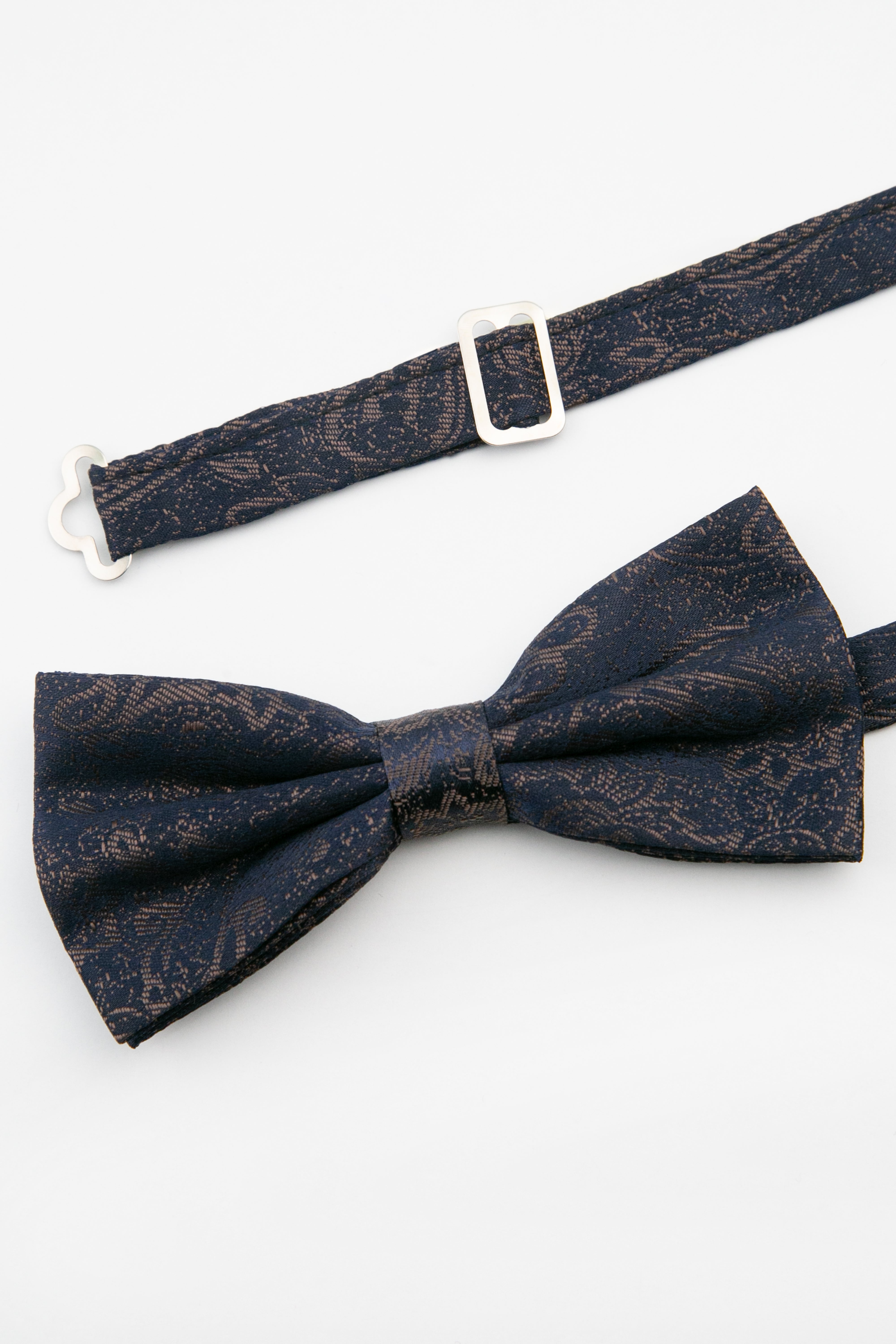 Men's Paisley Pre-Tied Dickie Bow Tie - Brown Detail Picture
