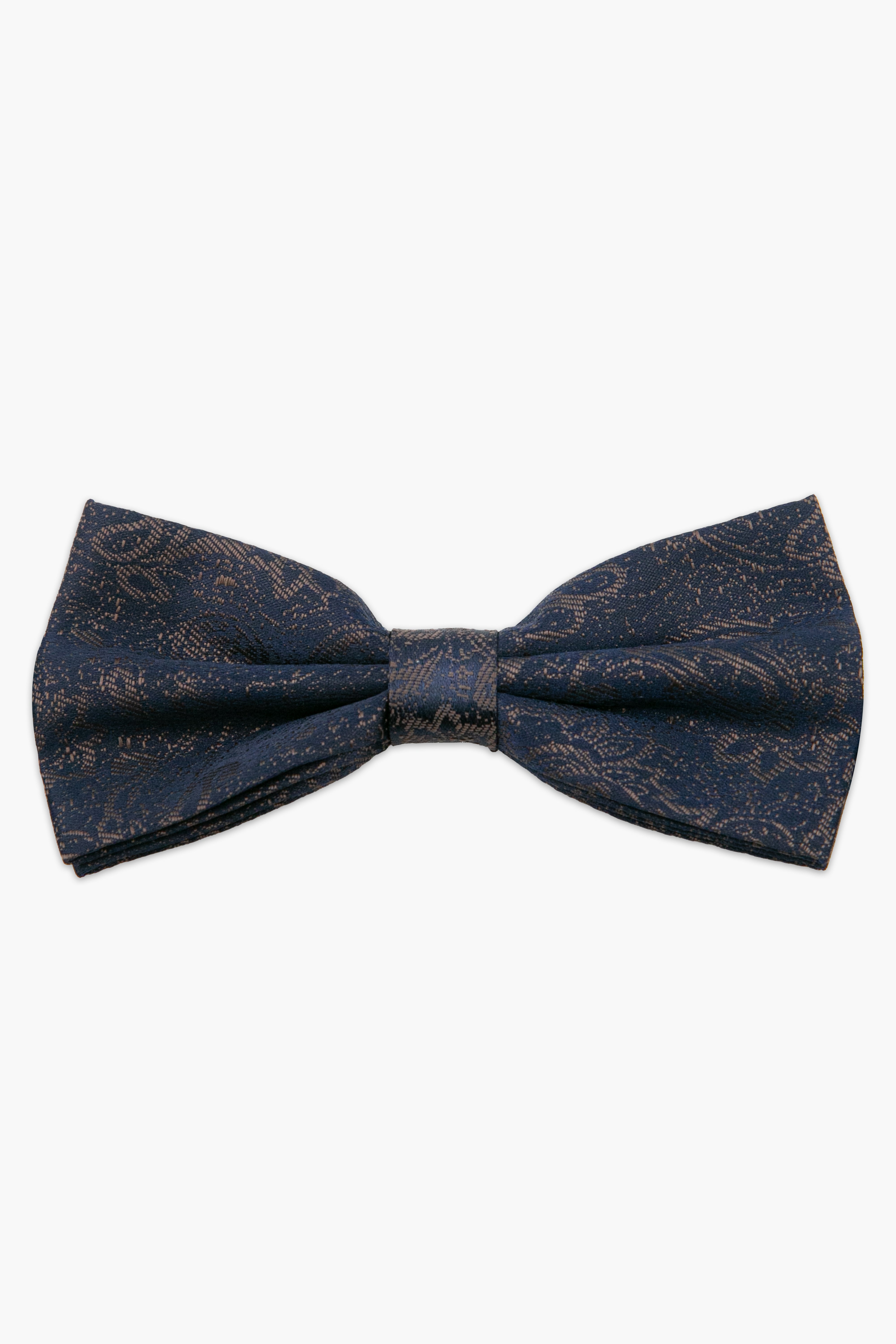 Men's Paisley Pre-Tied Dickie Bow Tie - Brown Front Picture