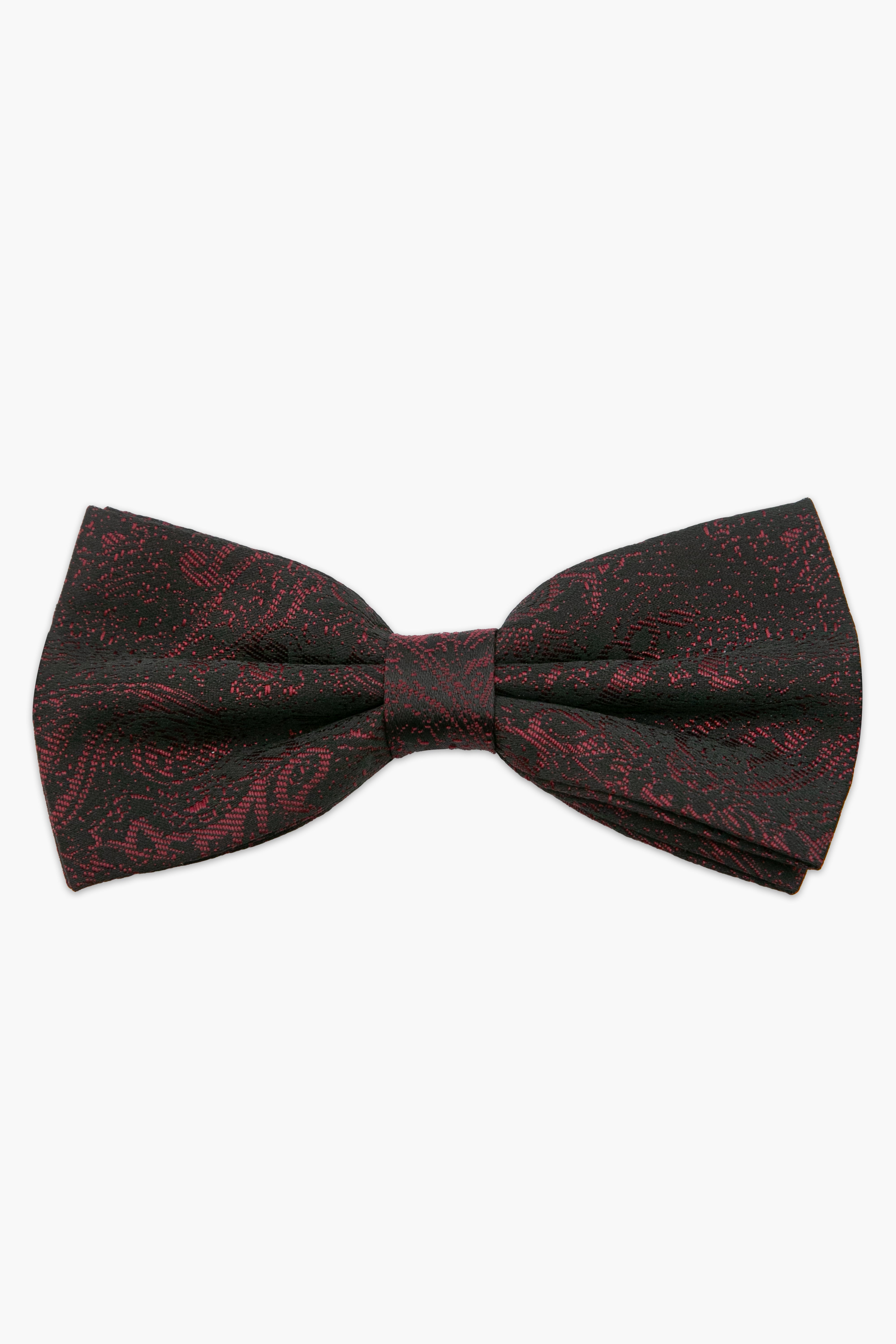 Men's Paisley Pre-Tied Dickie Bow Tie - Burgundy Front Picture