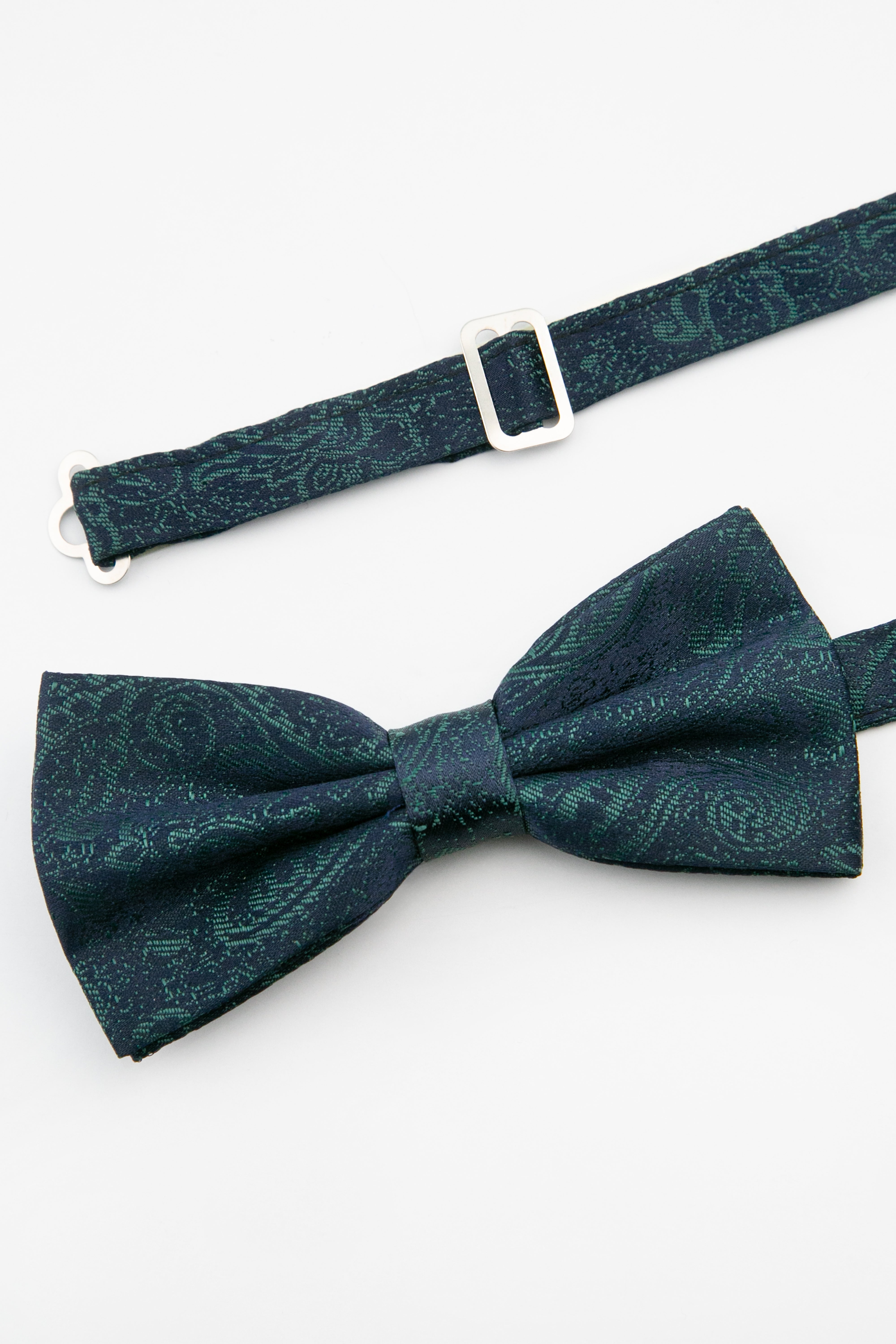 Men's Paisley Pre-Tied Dickie Bow Tie - Emerald Green Detail Picture