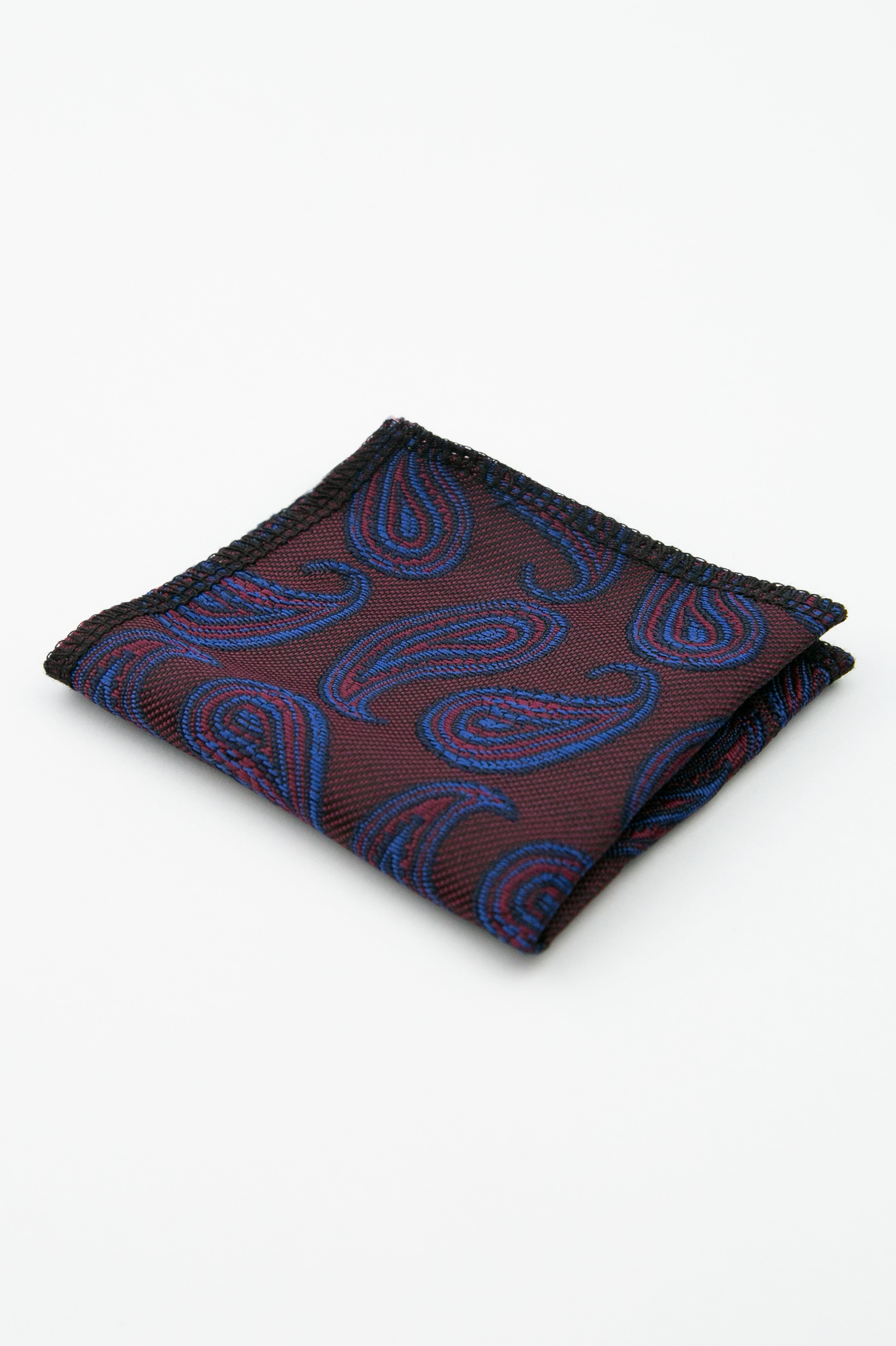 Men’s Paisley Slim Tie & Pocket Square Set - Deep Navy Blue Hanky Picture