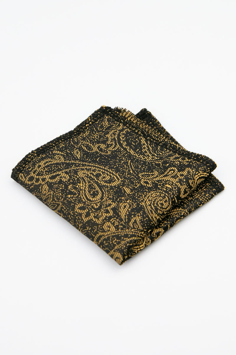 Men’s Paisley Slim Tie & Pocket Square Set in Gold Henkie Picture