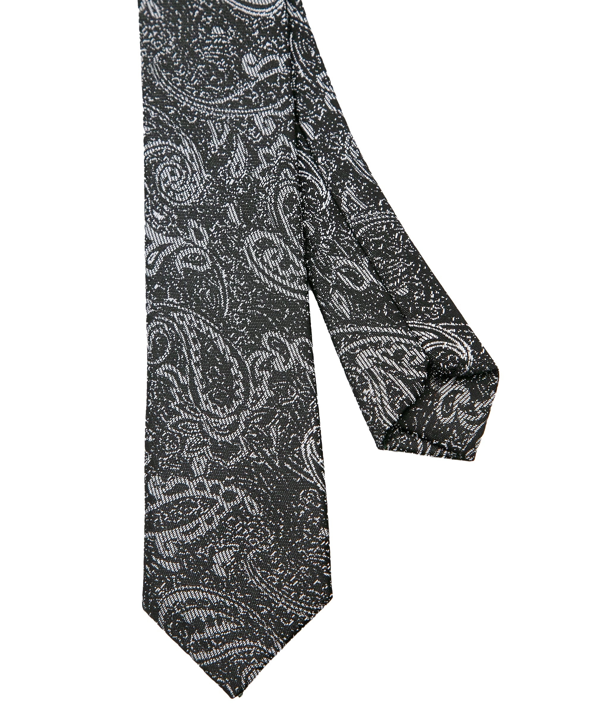 Men’s Paisley Slim Tie & Pocket Square Set in Grey Tie Front Picture