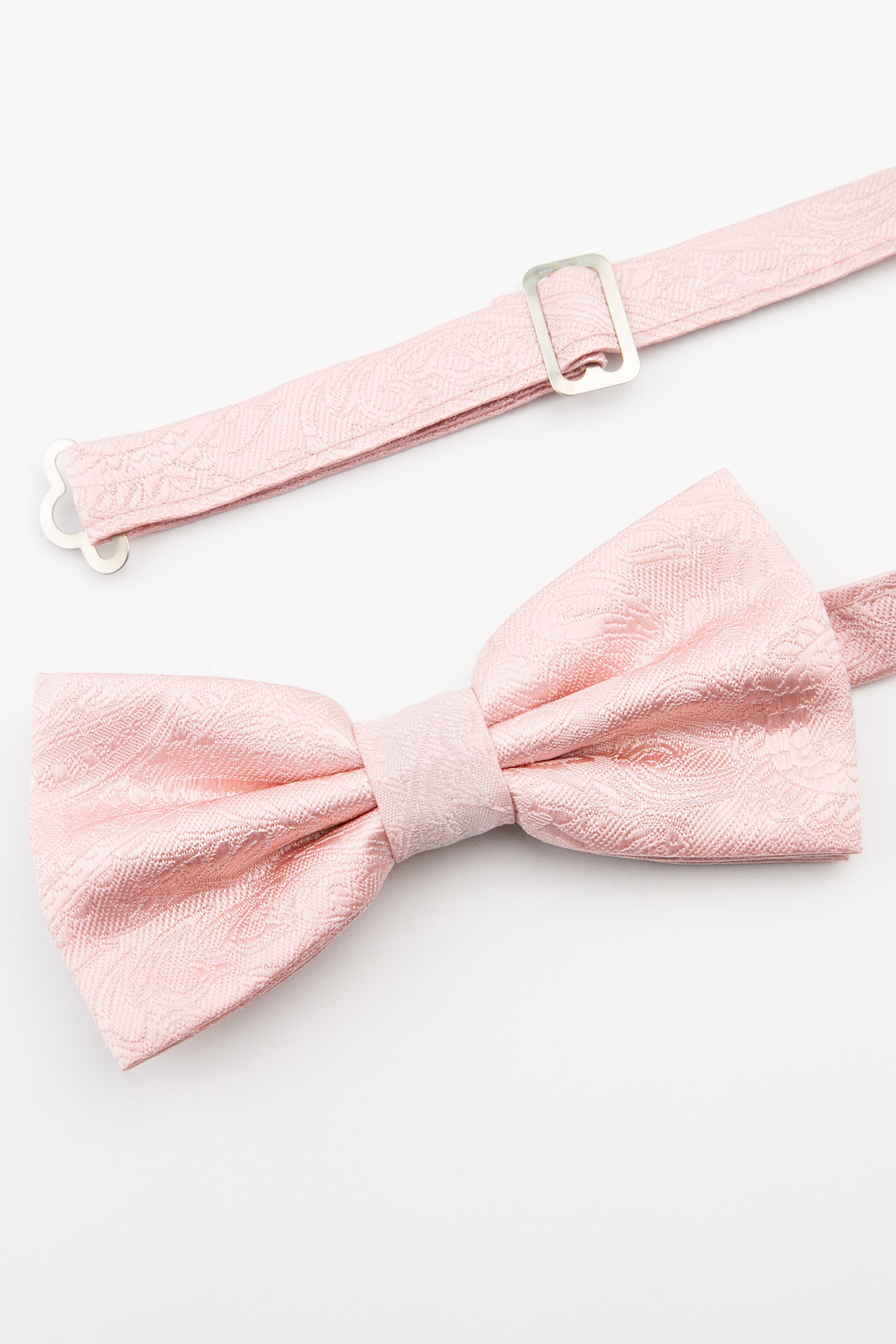 Men’s Pastel Paisley Pre-Tied Dickie Bow Tie - Blush Pink Detail Picture