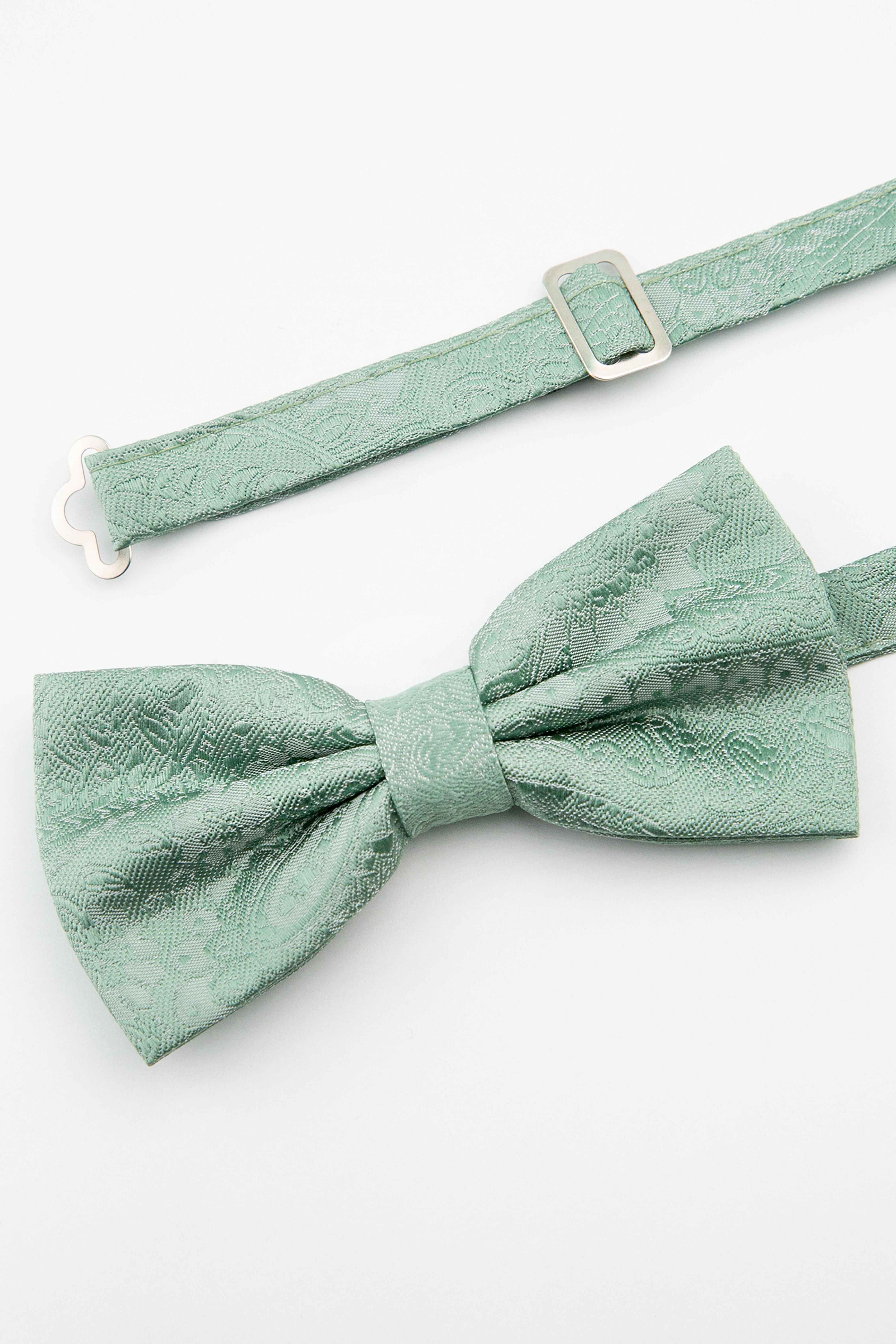 Men’s Pastel Paisley Pre-Tied Dickie Bow Tie - Green Detail Picture