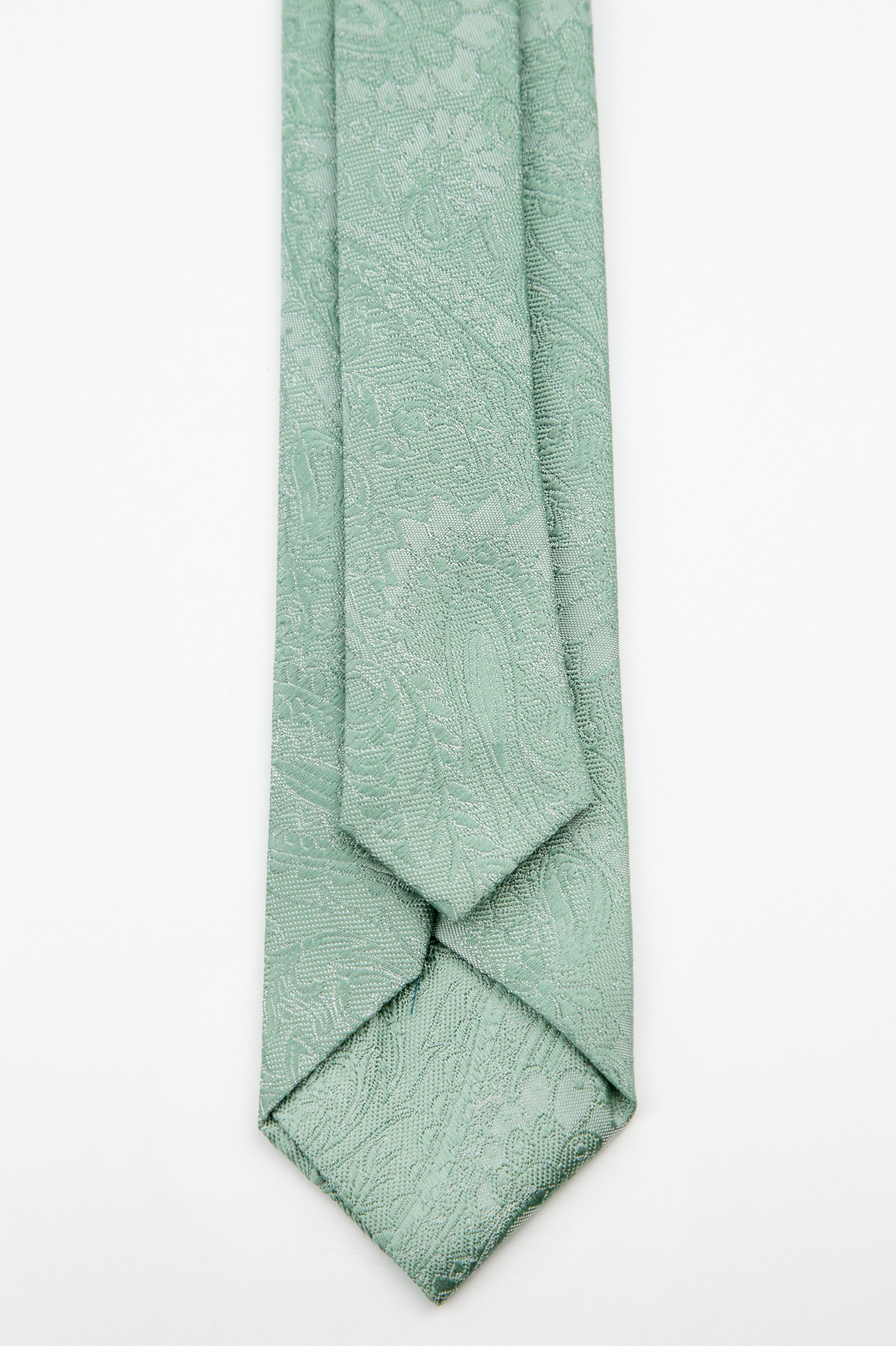 Men’s Pastel Paisley Slim Tie & Pocket Square Set - Emerald Green Back Picture