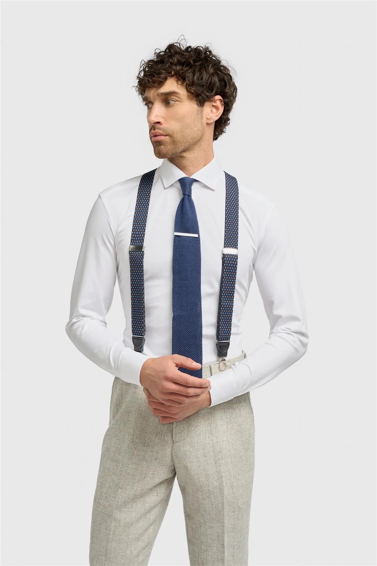 Men’s Patterned Braces with Adjustable Straps Model Picture