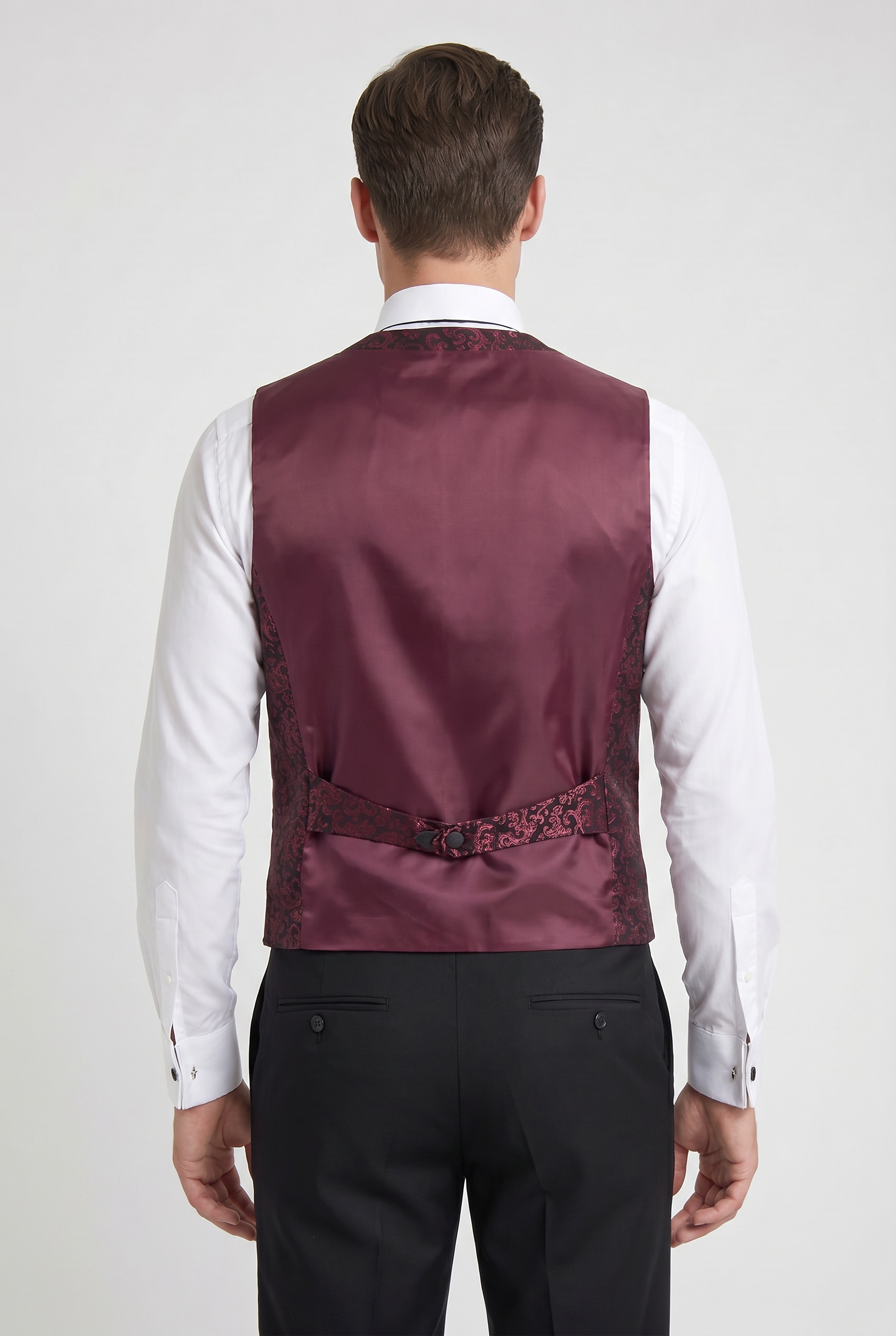 Men's Patterned Shimmer Tuxedo Suit - AARON - Burgundy
