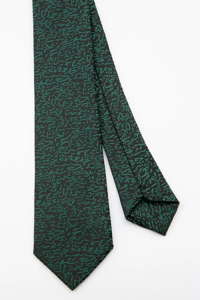Men’s Pebble Textured Slim Tie & Pocket Square Set in Green