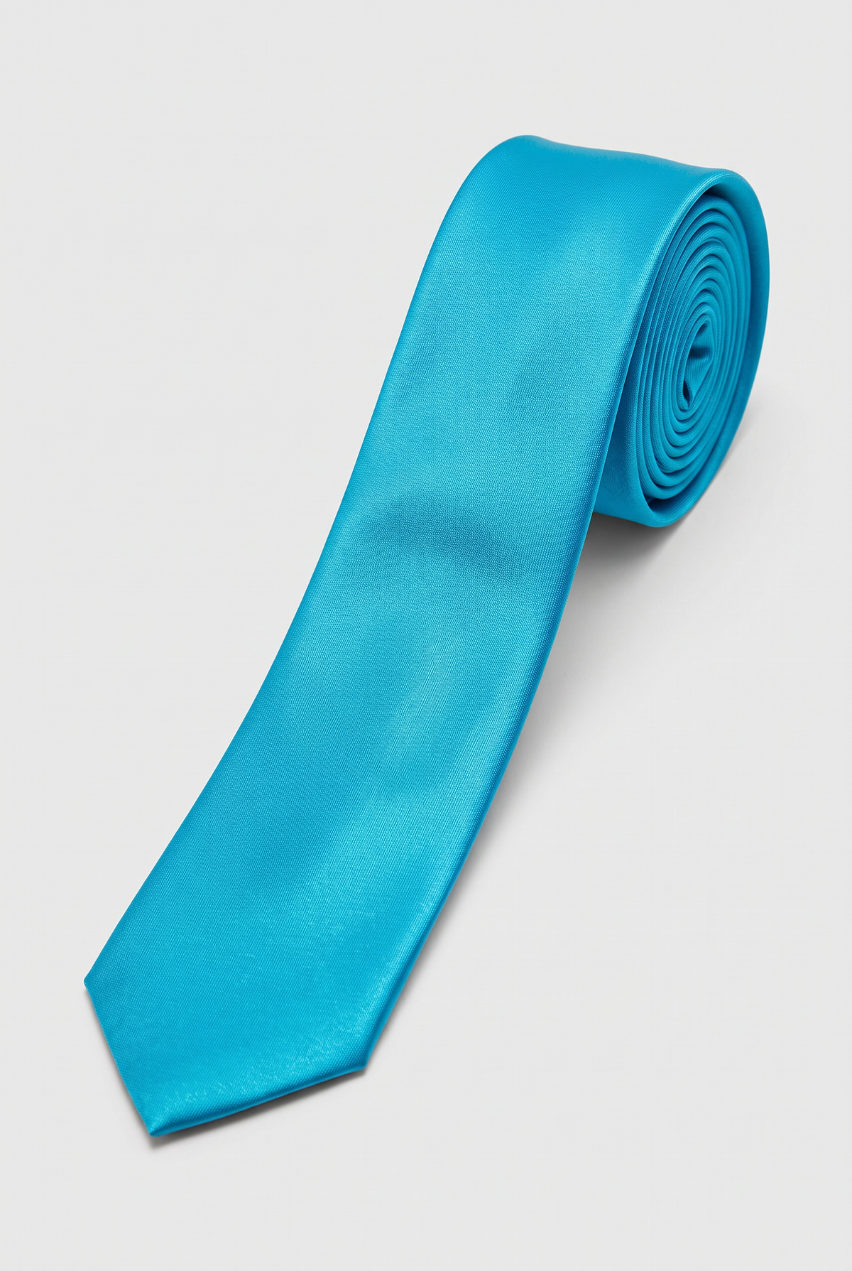 Men’s Plain Satin Tie – Classic Formal Necktie - Aqua Blue
