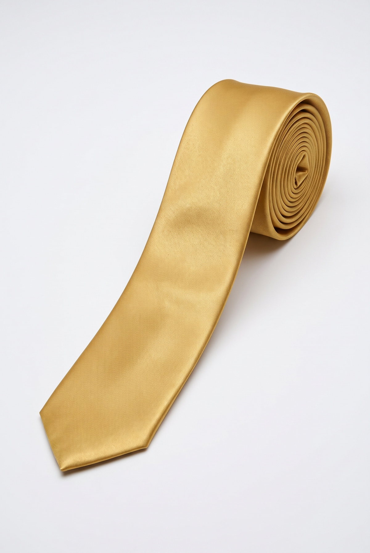 Men’s Plain Satin Tie – Classic Formal Necktie - Gold