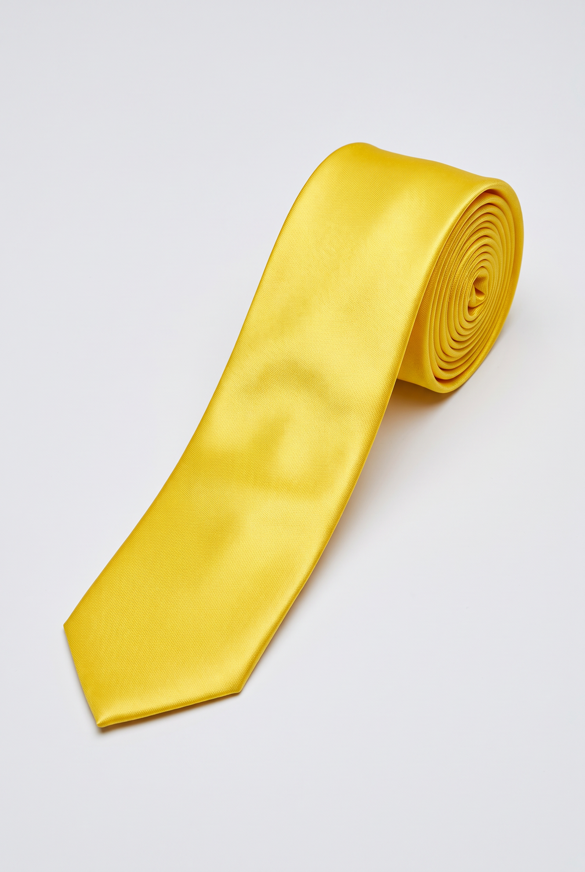 Men’s Plain Satin Tie – Classic Formal Necktie - Yellow