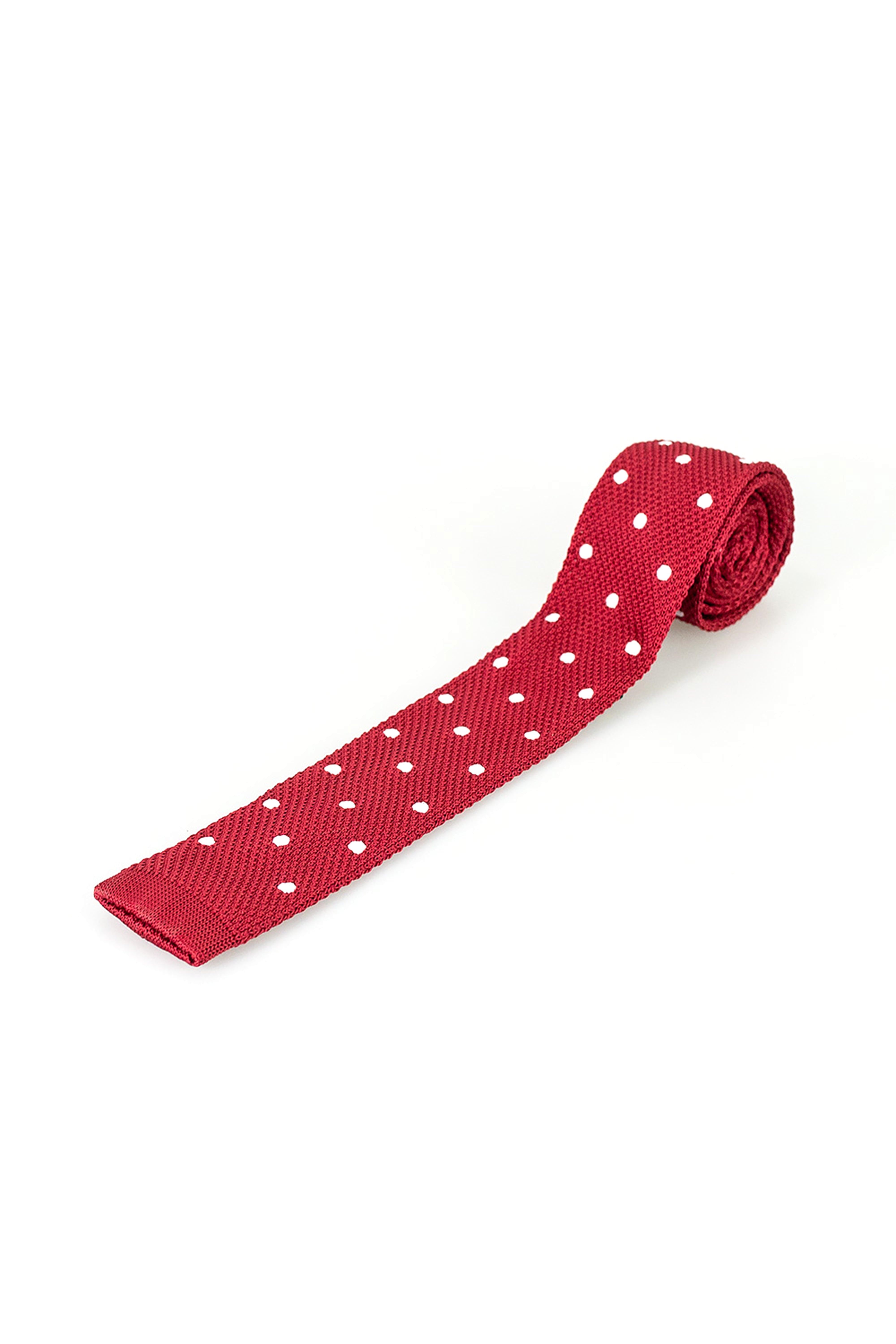 Men's Polka Dot Knitted Tie Set - Wine Red